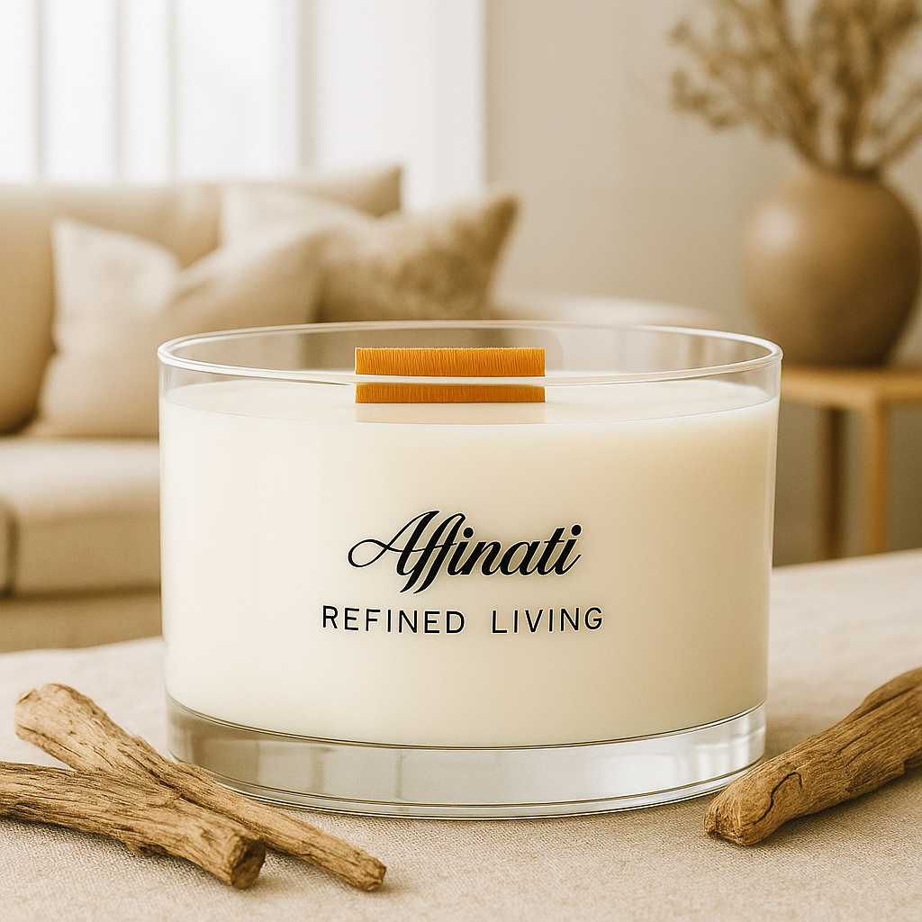 White Driftwood Wooden Wick Candle – Luxury 13 oz Soy Blend | Affinati
