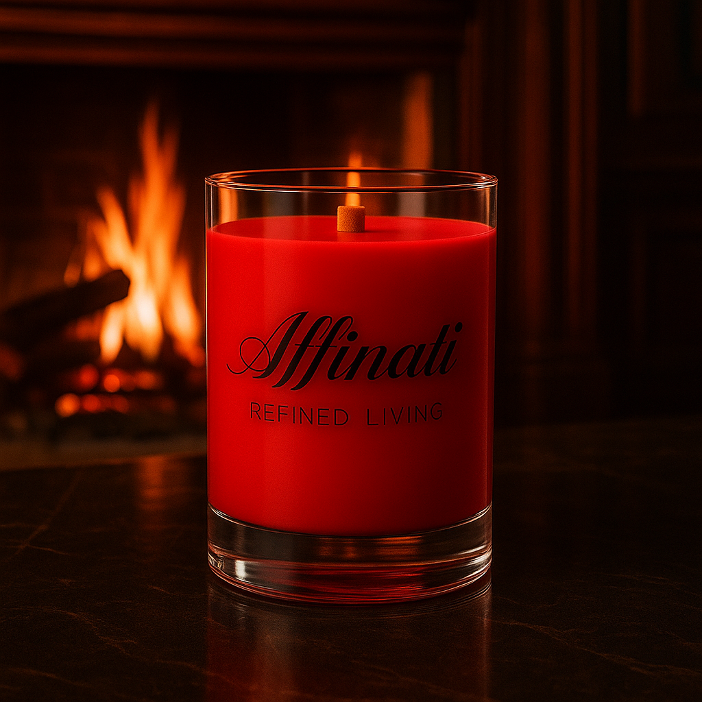 Golden Fireside Wooden Wick Candle – Luxury 10 oz Soy Blend | Affinati