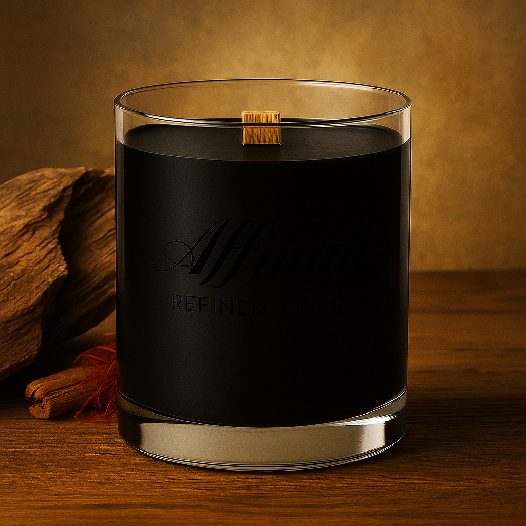Midnight Oak Wooden Wick Candle – Luxury 10 oz Soy Blend | Affinati