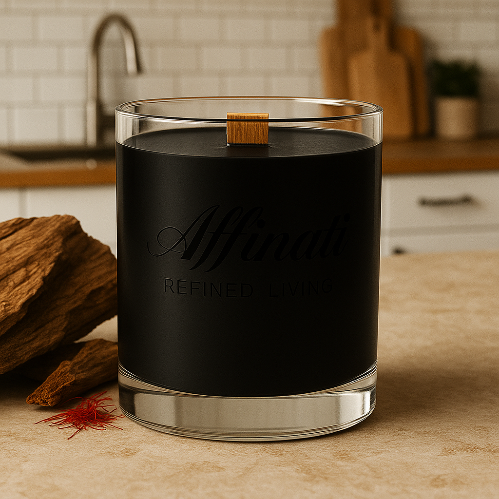 Midnight Oak Wooden Wick Candle – Luxury 10 oz Soy Blend | Affinati