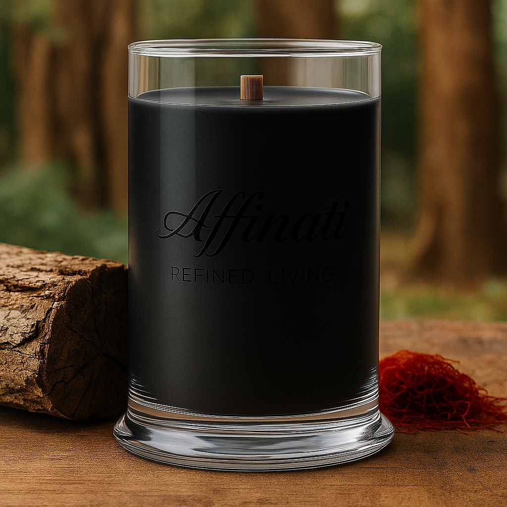 Midnight Oak Wooden Wick Candle – Luxury 21 oz Soy Blend | Affinati