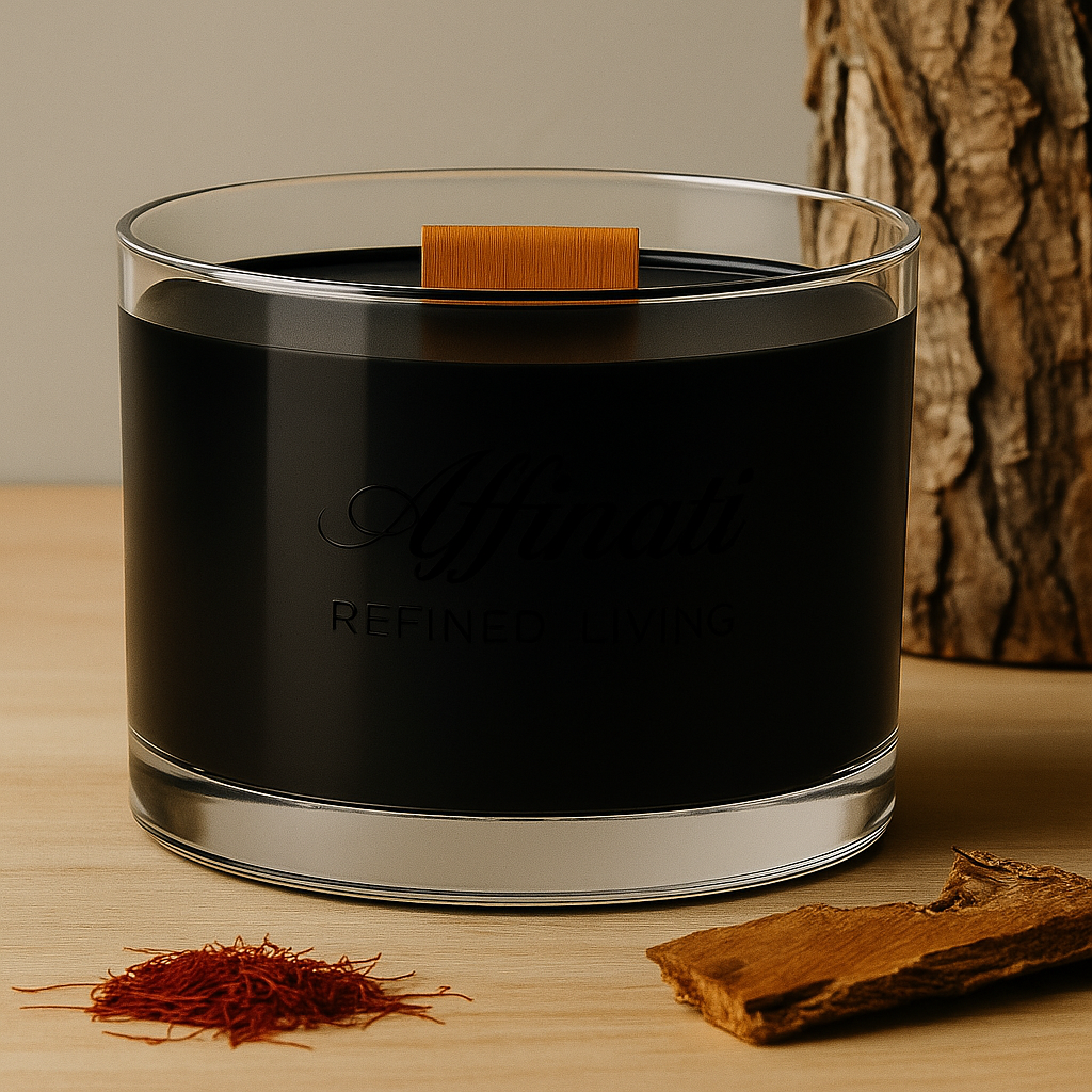 Midnight Oak Wooden Wick Candle – Luxury 13 oz Soy Blend | Affinati