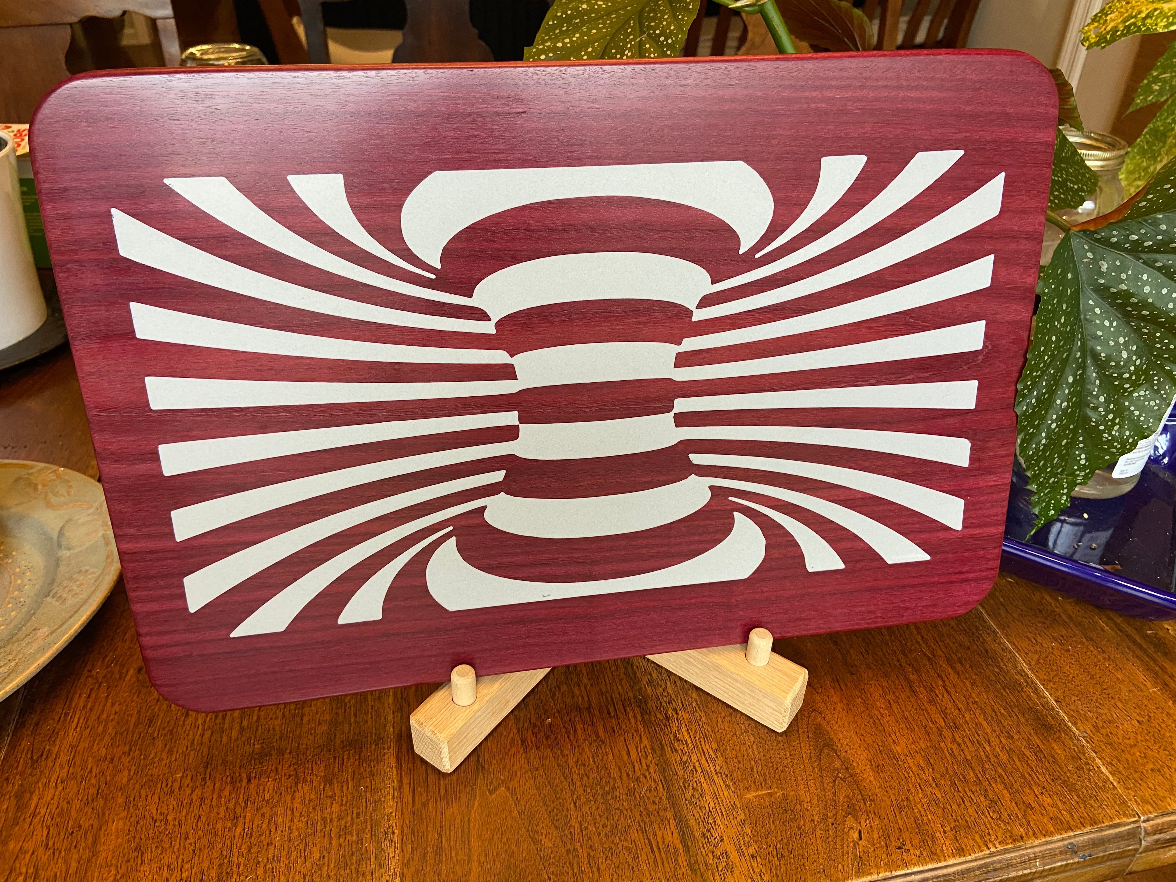 Purple Heart Charcuterie Board - Handcrafted "Worm Hole" Inlay.