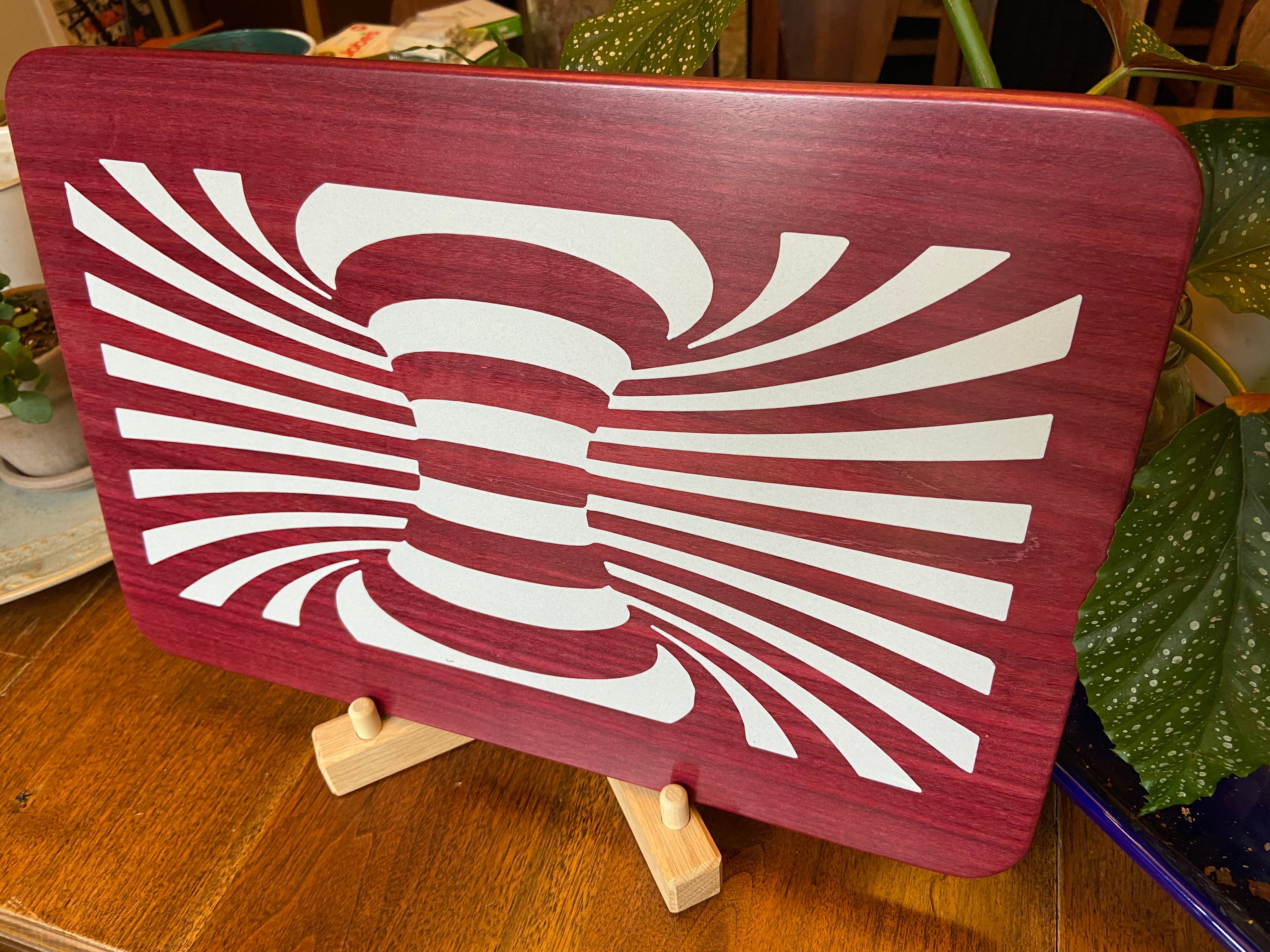 Purple Heart Charcuterie Board - Handcrafted "Worm Hole" Inlay.