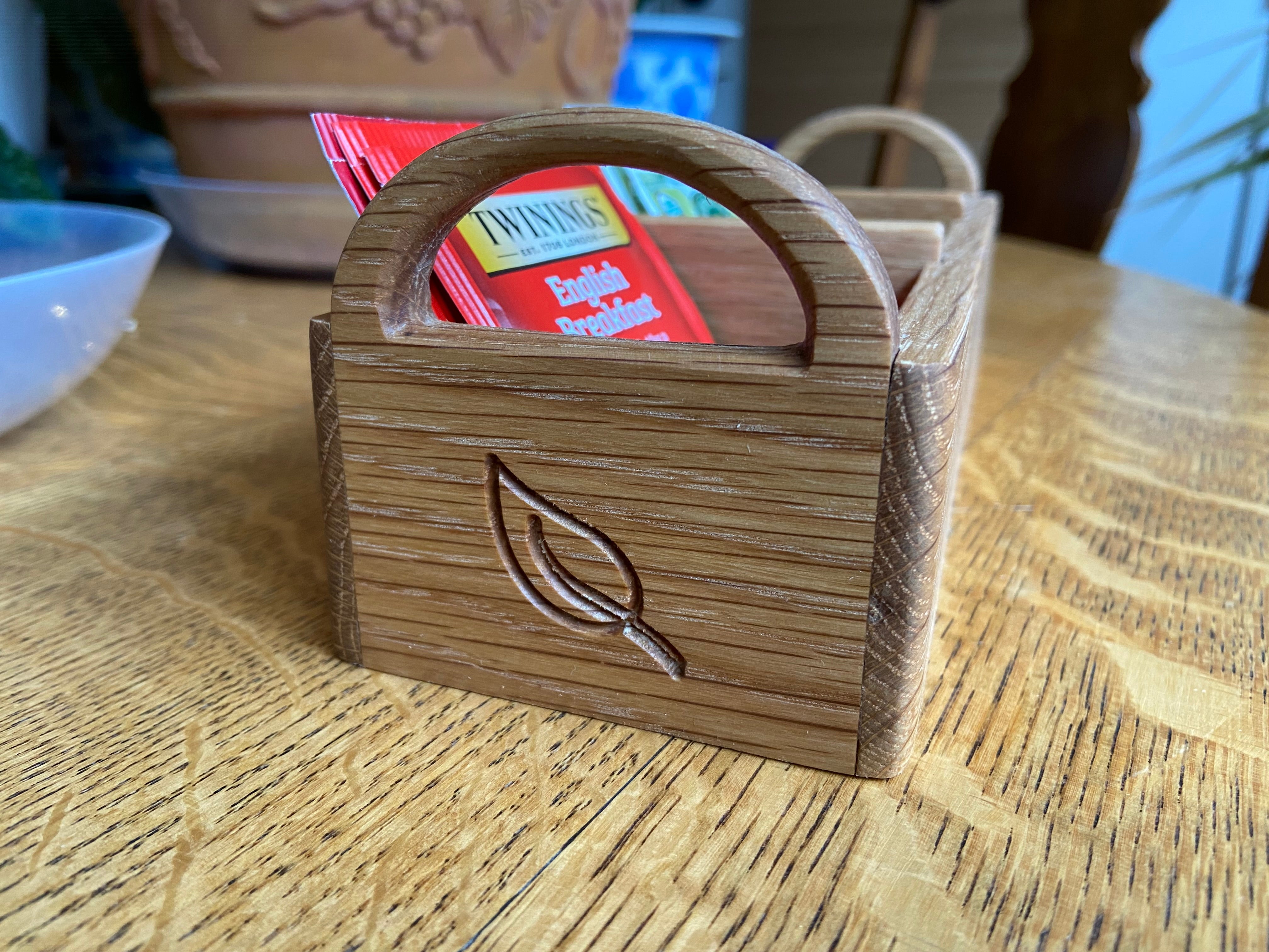 Hand-made tea caddy made from White Oak.