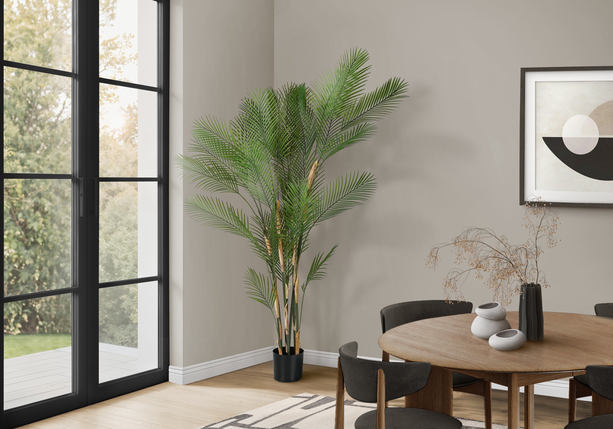 Artificial Plant, 83 Tall, Palm Tree, Decorative, Floor, Indoor, Potted, Real Touch, Green Leaves, Black Pot
