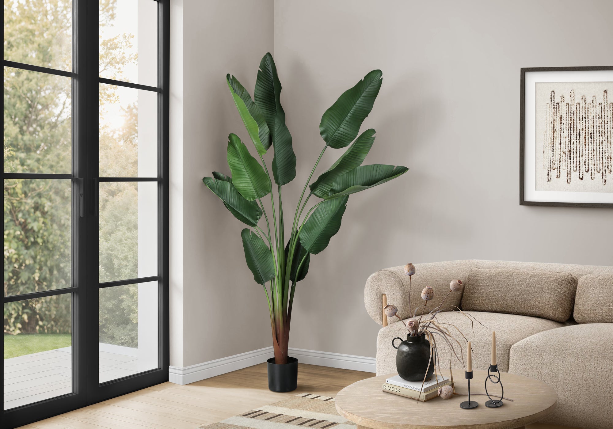 Artificial Plant, 83 Tall, Indoor, Decorative, Floor, Palm Tree, Real Touch, Green Leaves, Black Pot
