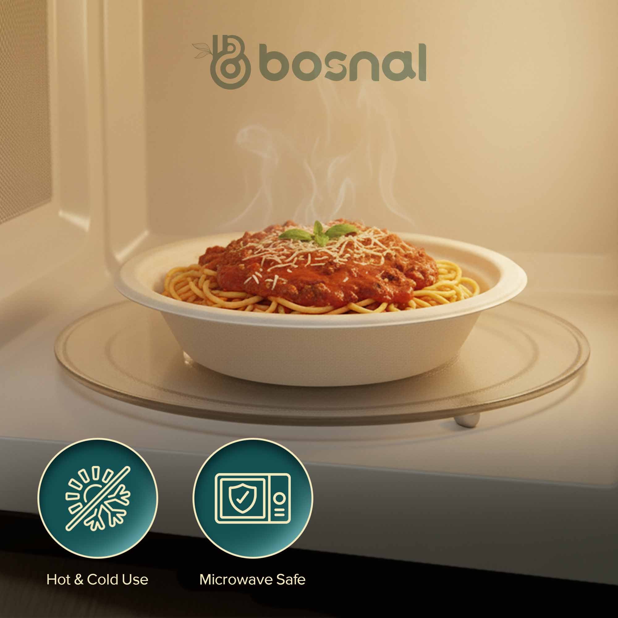 Bosnal - Sugarcane Bagasse Compostable Bowls, 16 Oz, Round