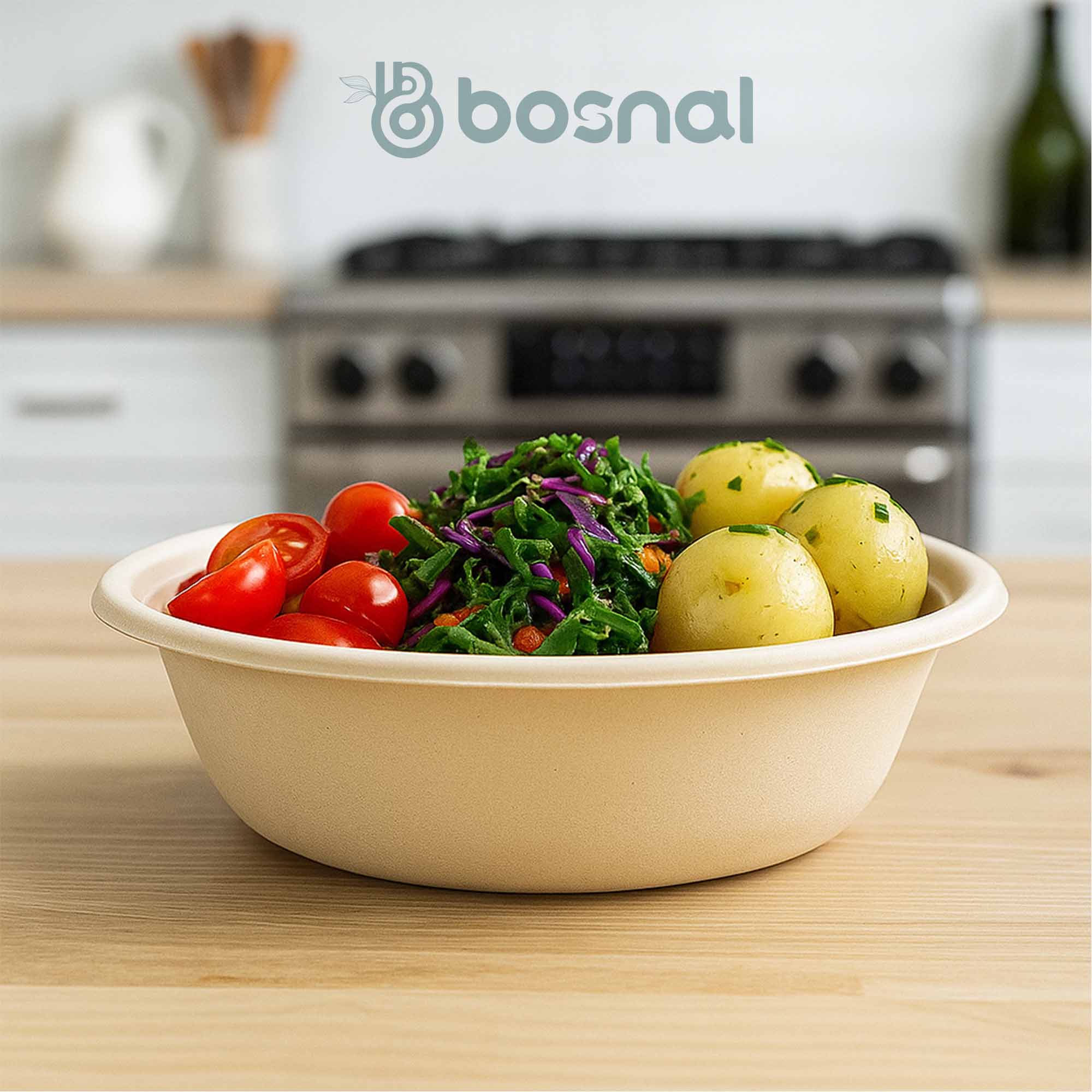 Bosnal – Sugarcane Bagasse Compostable 10 inch Round Plates with 32 Oz Bowls and Cutlery