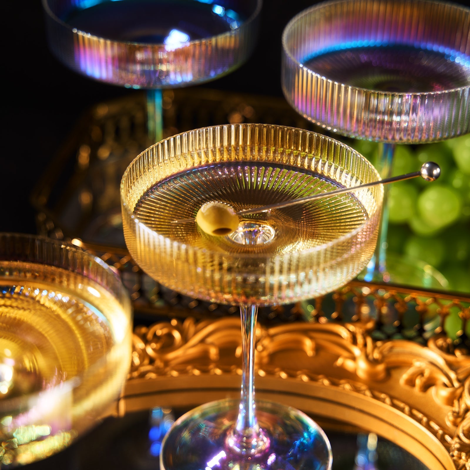 Como Ribbed Coupe Cocktail Glassware, Set of 2