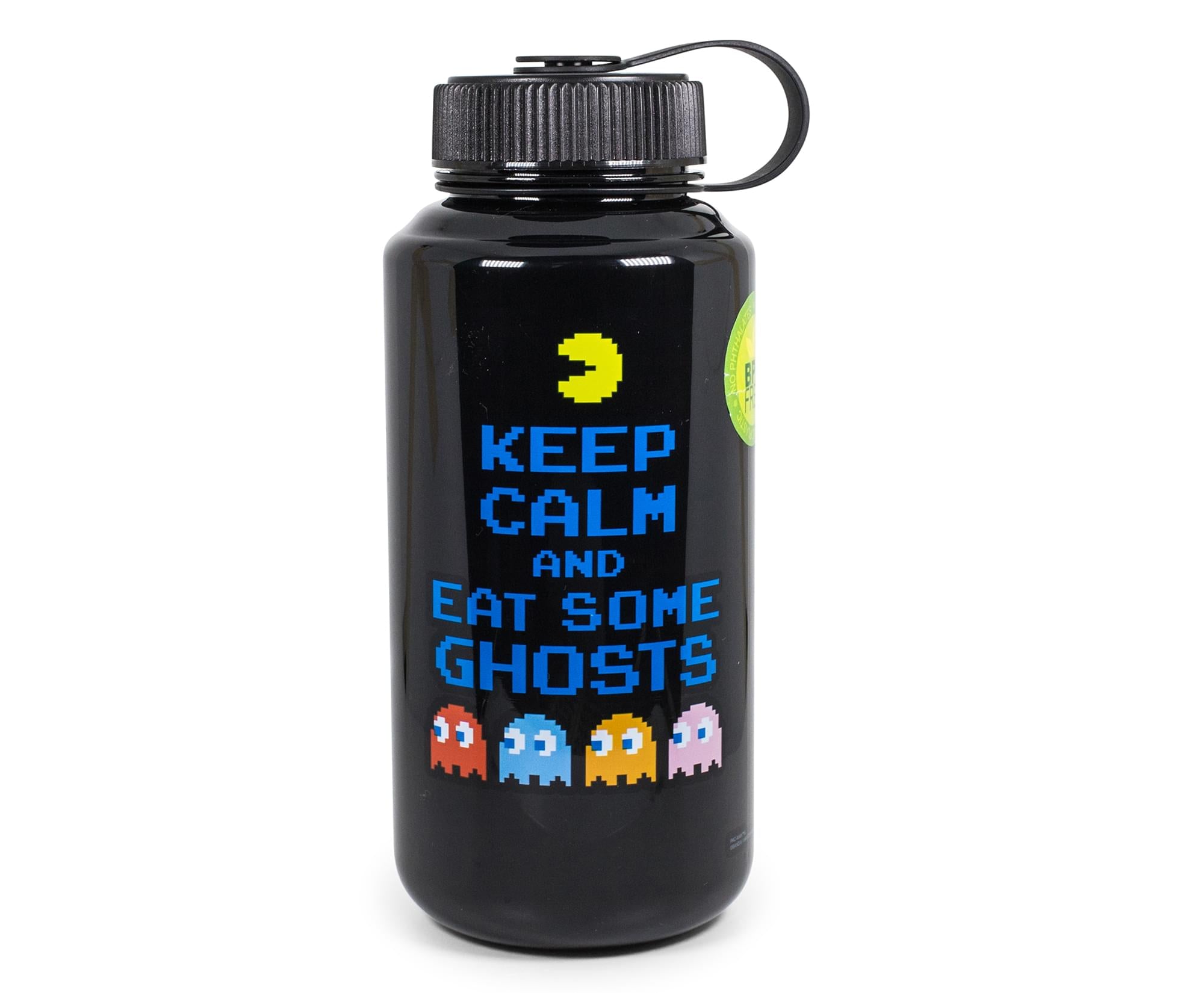 Pac-Man ''Keep Calm And Eat Some Ghosts'' Plastic Water Bottle | Holds 32 Ounces