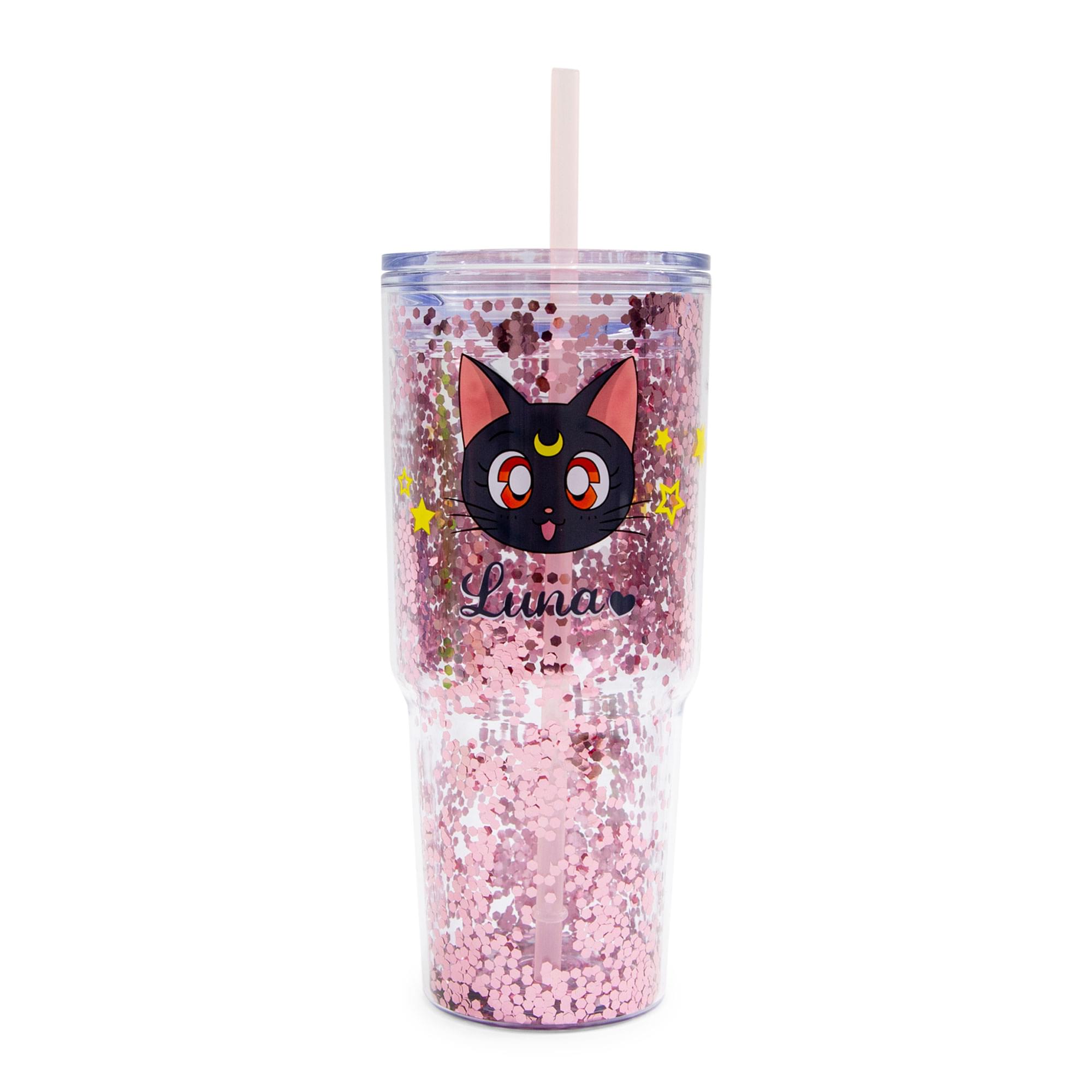 Sailor Moon Luna And Artemis Glitter Tumbler With Lid And Straw  Hold 31 Ounces