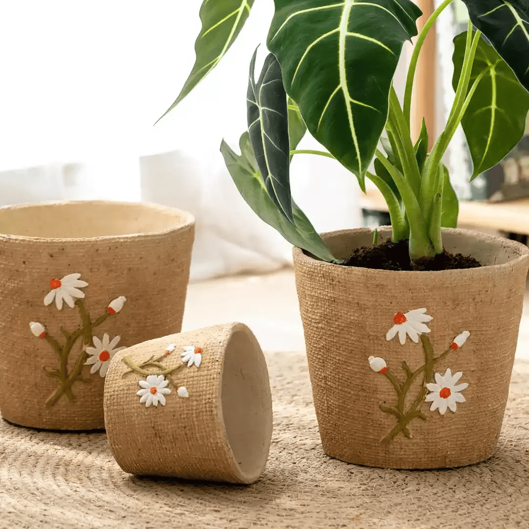 Daisy Garden Cement Planter