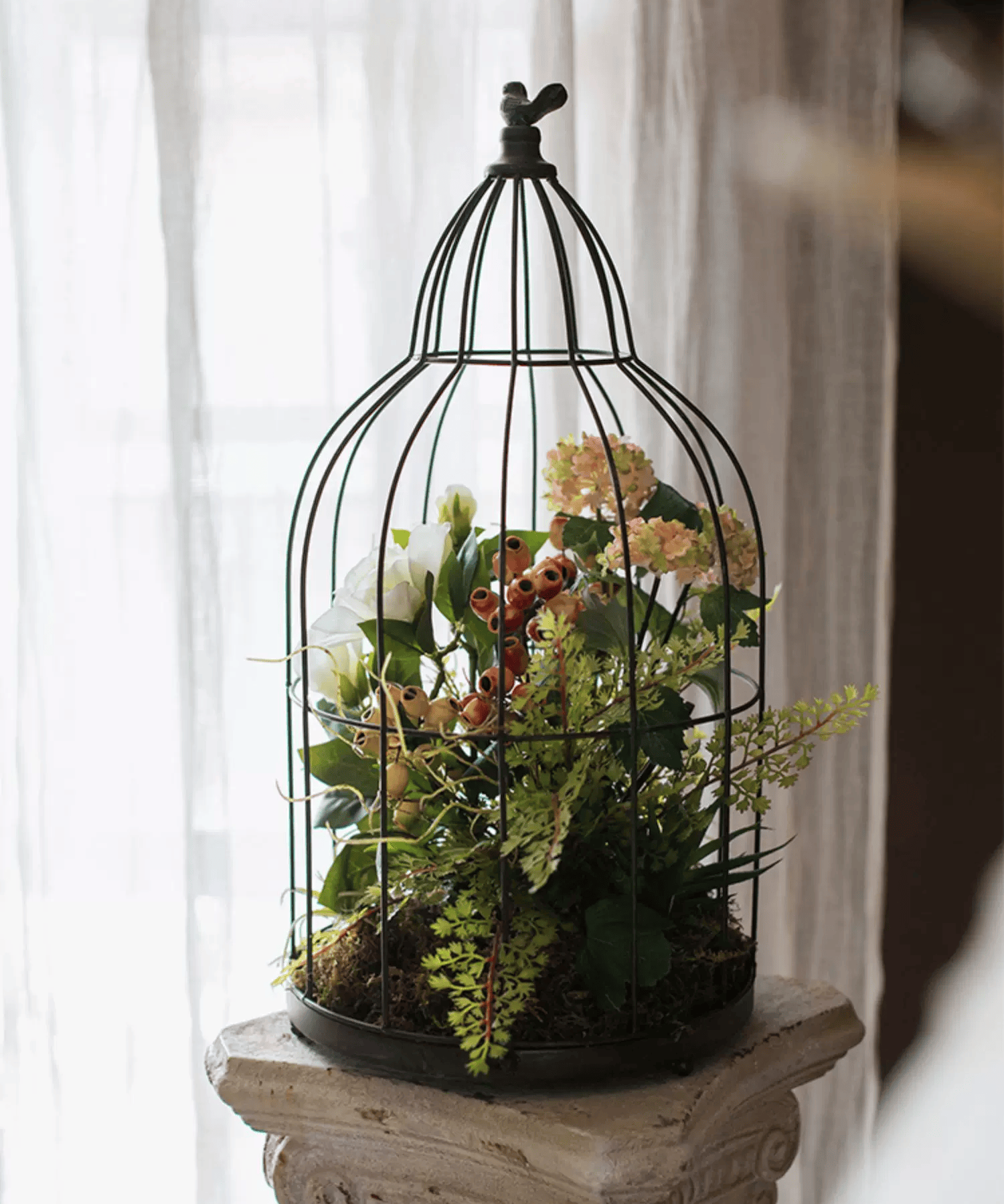 Vintage Garden Birdcage Display