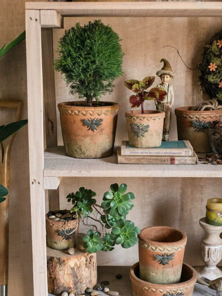 Vintage Bee Terracotta Planter