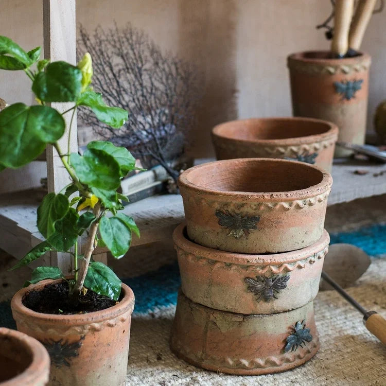 Vintage Bee Terracotta Planter