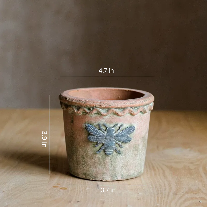 Vintage Bee Terracotta Planter