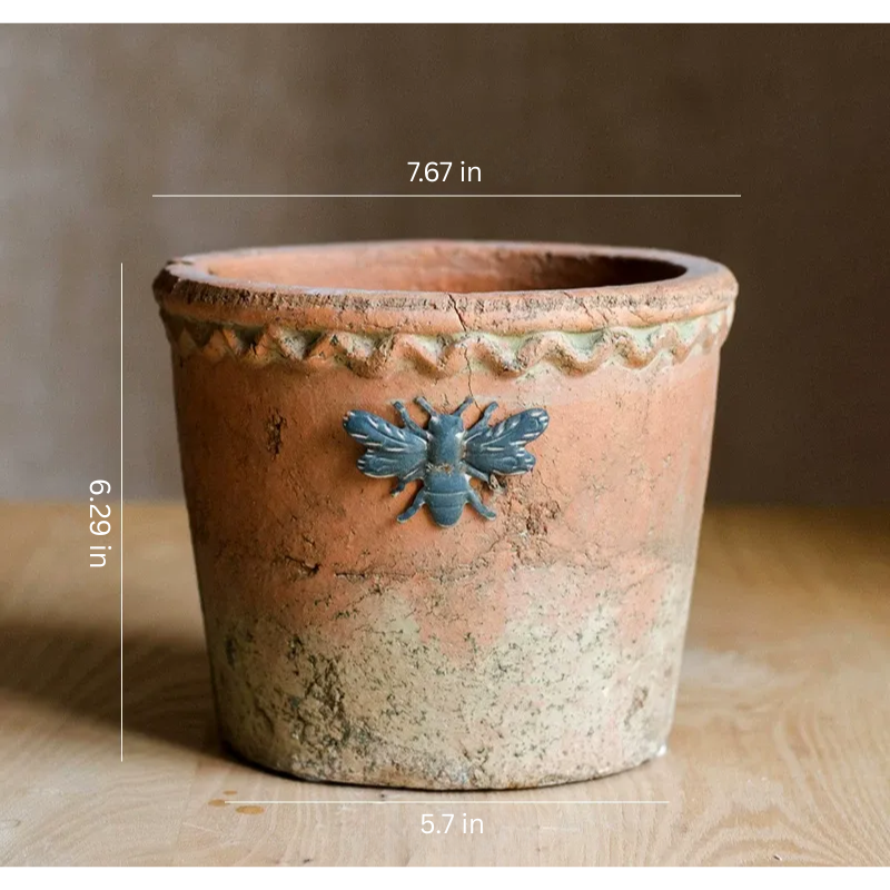 Vintage Bee Terracotta Planter