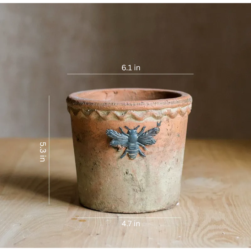 Vintage Bee Terracotta Planter