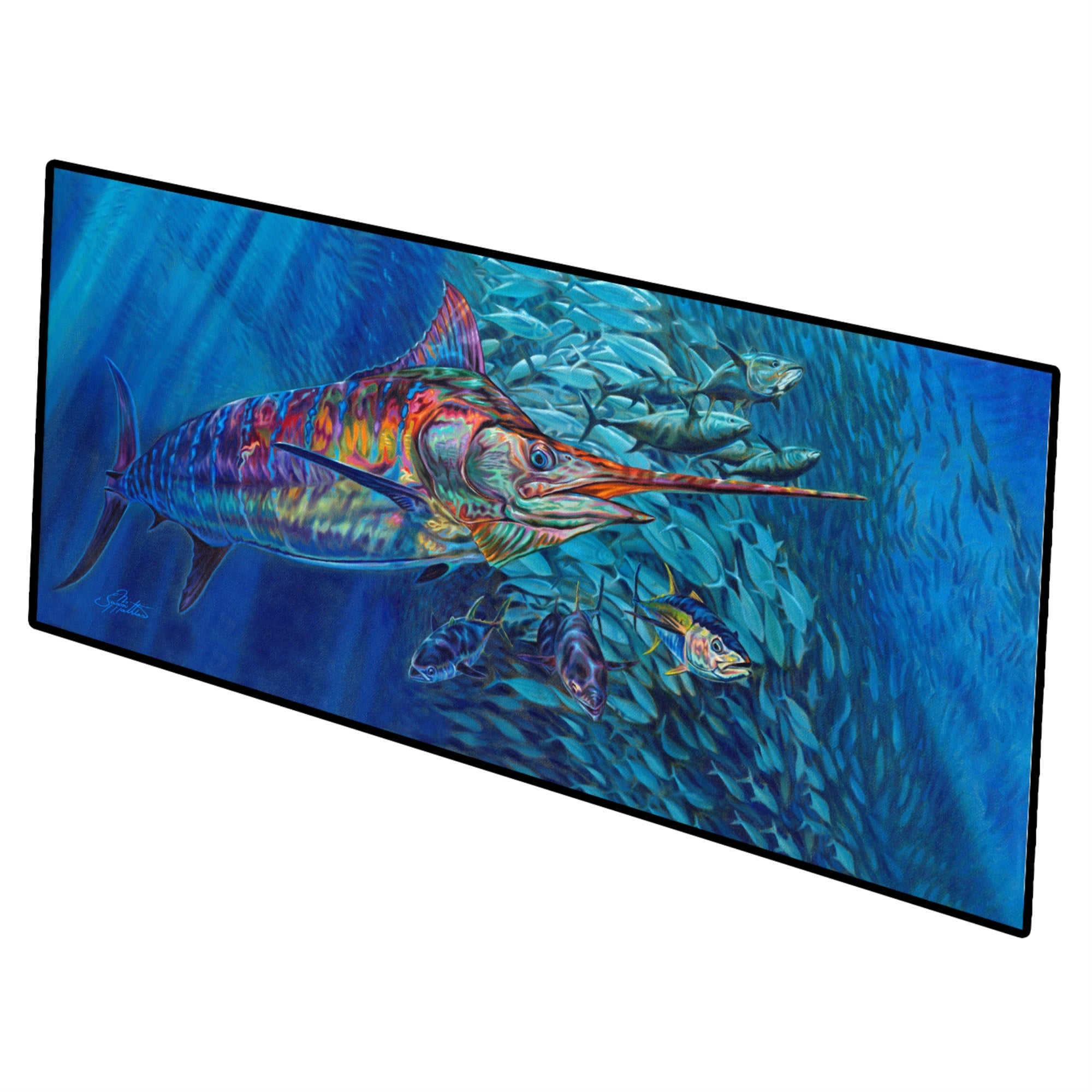 Blue Mirage Blue Marlin And Sharks Indoor Or Outdoor Runner Mat 28X58 Jma2001Hrm2858