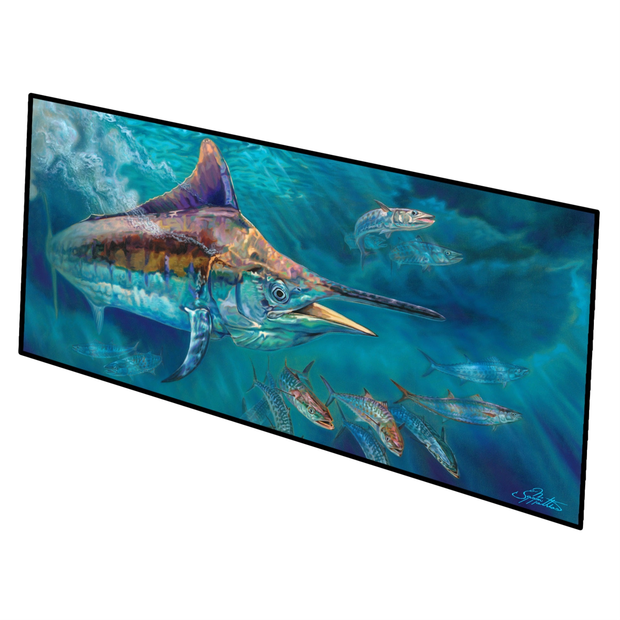 Liquid Metal Black Marlin Indoor Or Outdoor Runner Mat 28X58 Jma2005Hrm2858