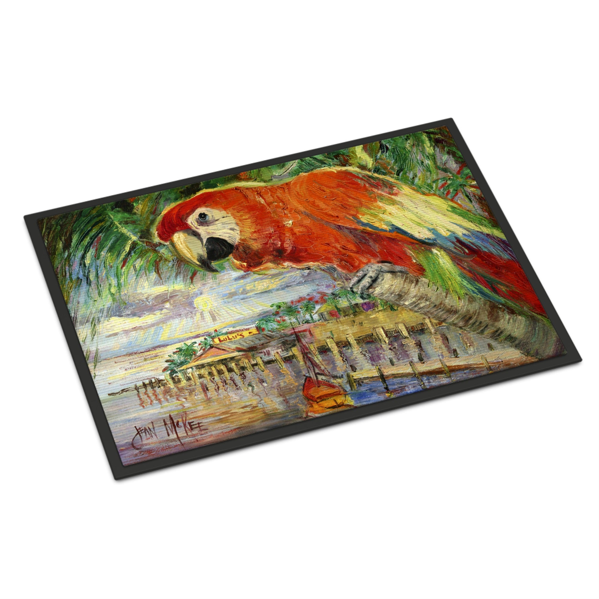 'Caroline'S Treasures Red Parrot At Lulu'S Indoor Or Outdoor Mat, 24'''' X 36'''', Multicolor''