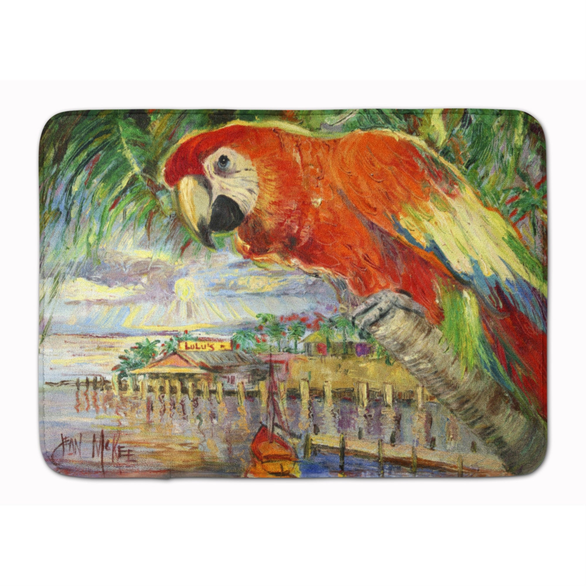 'Caroline'S Treasures Red Parrot At Lulu'S Floor Mat, 19'''' X 27'''', Multicolor''