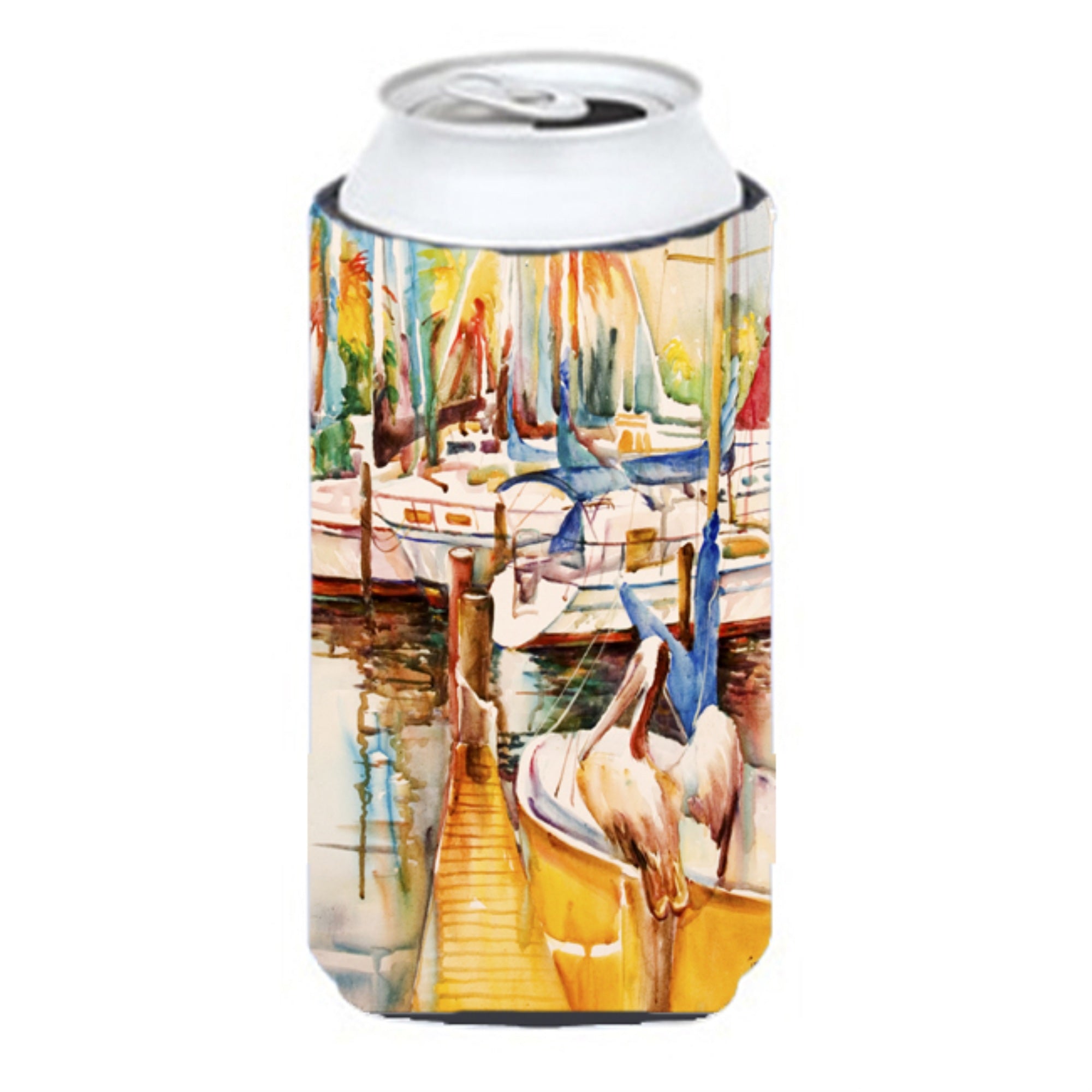 Sailboats And Pelicans Tall Boy Beverage Insulator Hugger Jmk1160Tbc