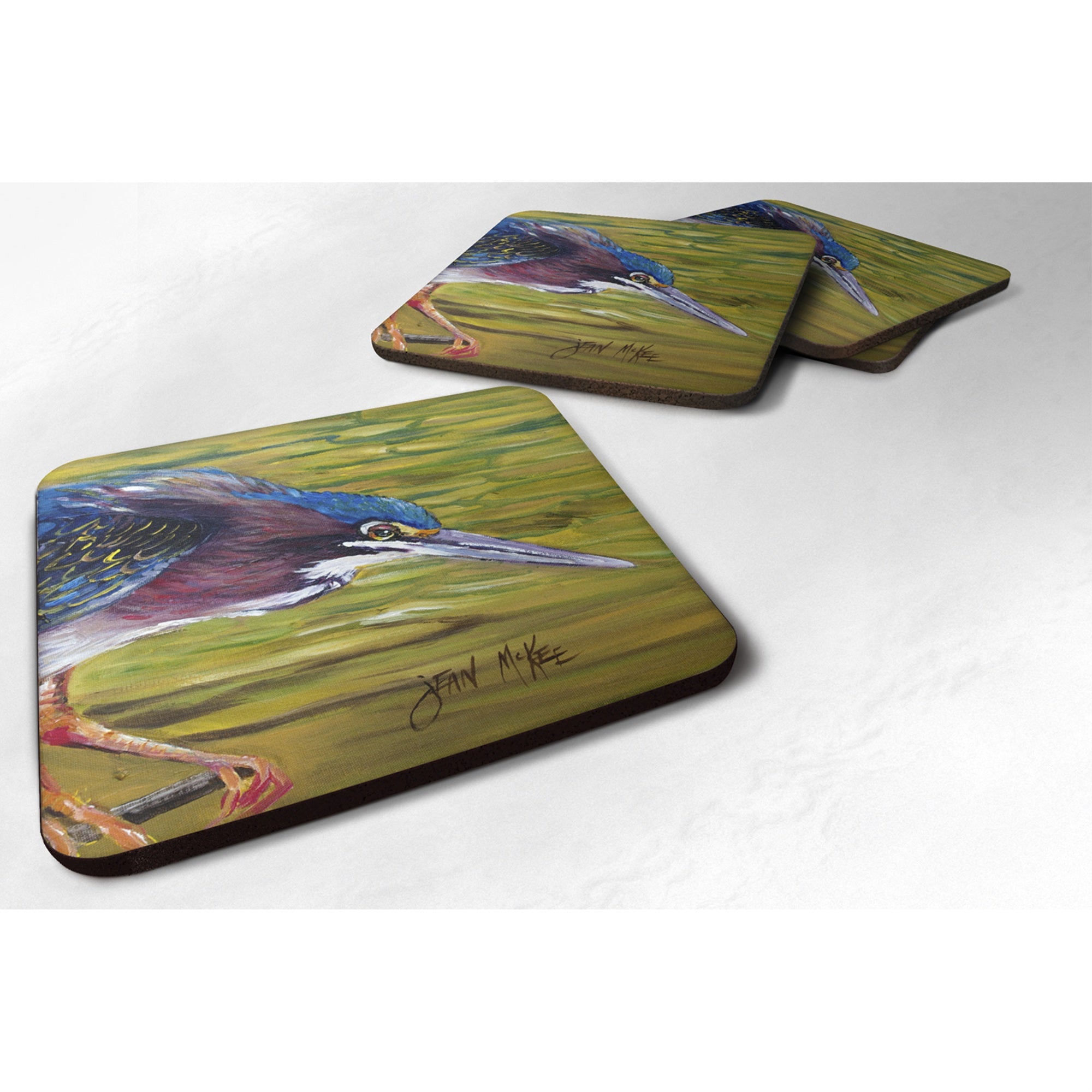 'Caroline'S Treasures Jmk1226Fc Green Heron Foam Coaster (Set Of 4), 3.5'''' H X 3.5'''' W, Multicolor''