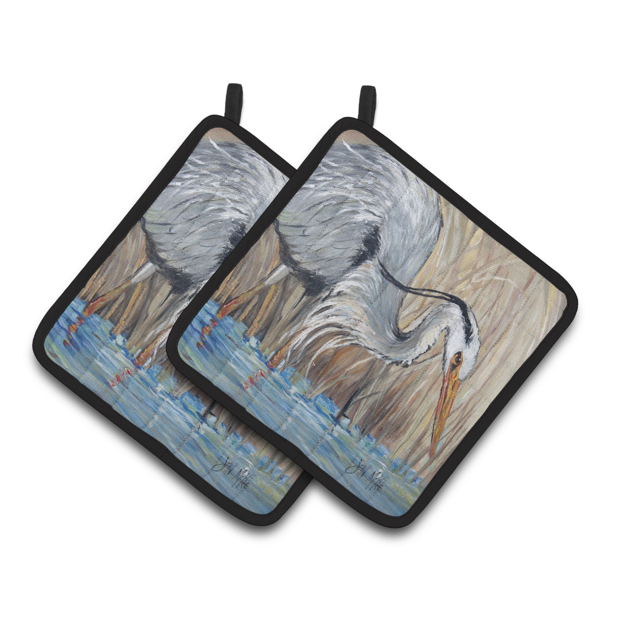 'Caroline'S Treasures Blue Heron Pair Of Pot Holders Jmk1228Pthd, 7.5Hx7.5W, Multicolor''