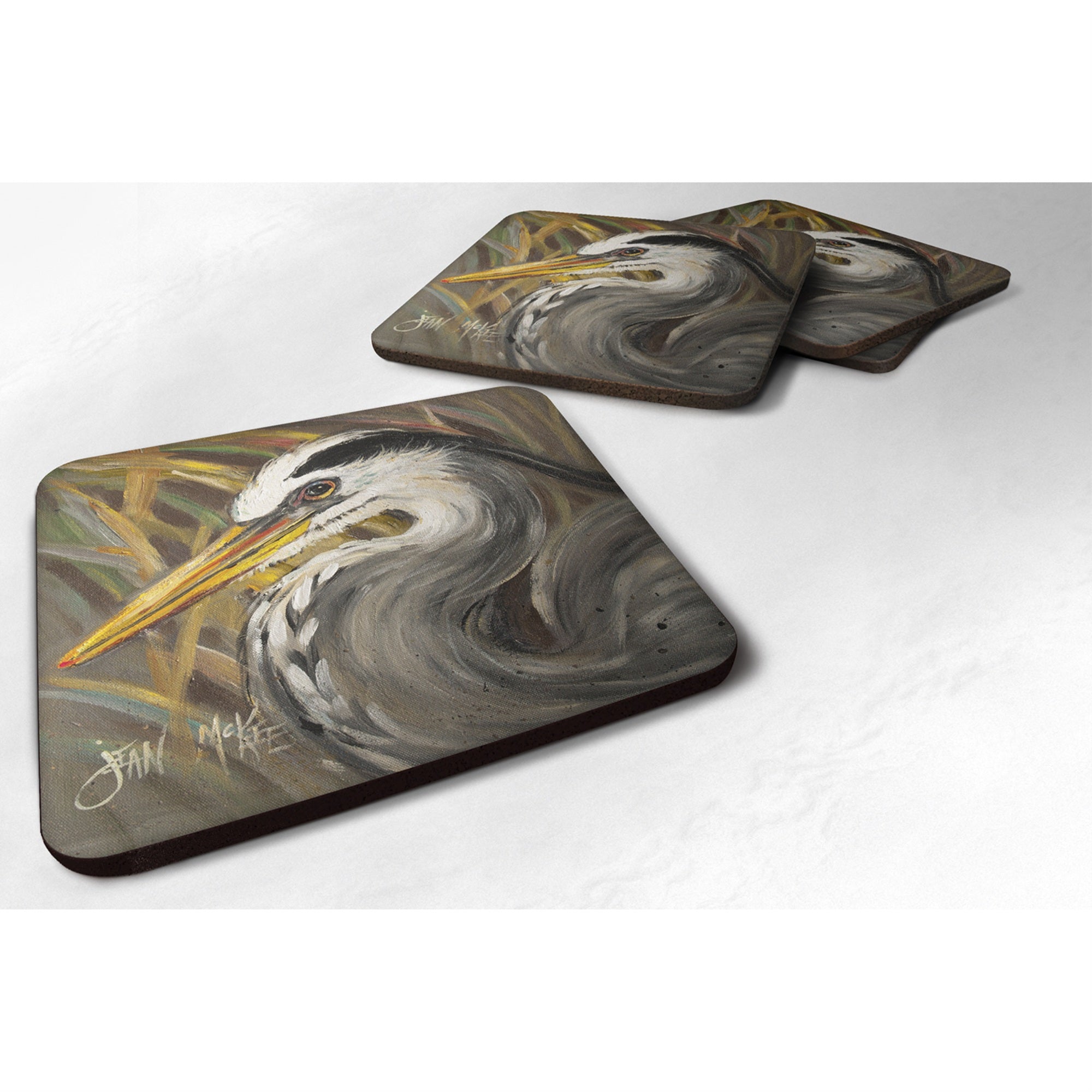 'Caroline'S Treasures Jmk1229Fc Blue Heron Foam Coaster (Set Of 4), 3.5'''' H X 3.5'''' W, Multicolor''