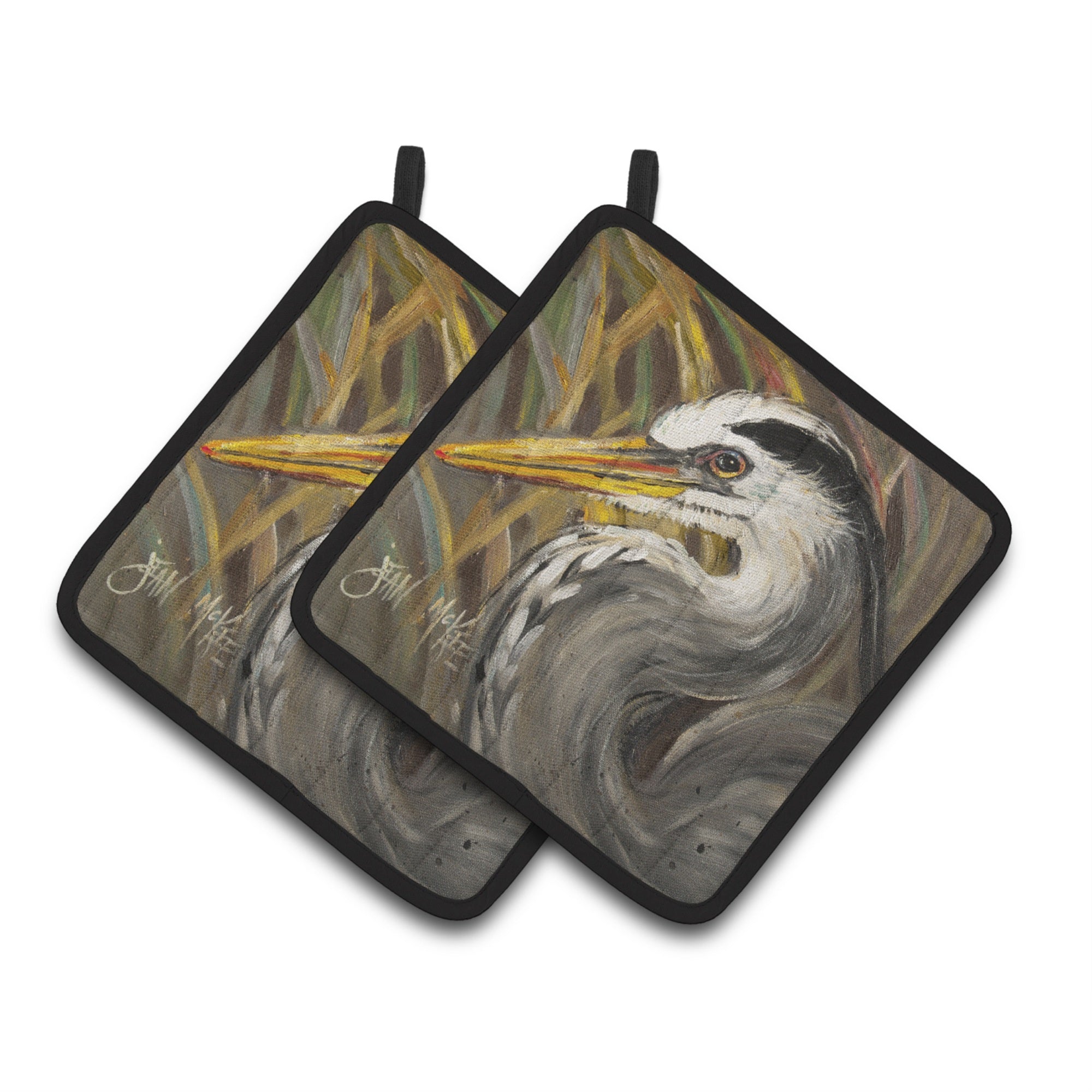 'Caroline'S Treasures Blue Heron Pair Of Pot Holders Jmk1229Pthd, 7.5Hx7.5W, Multicolor''