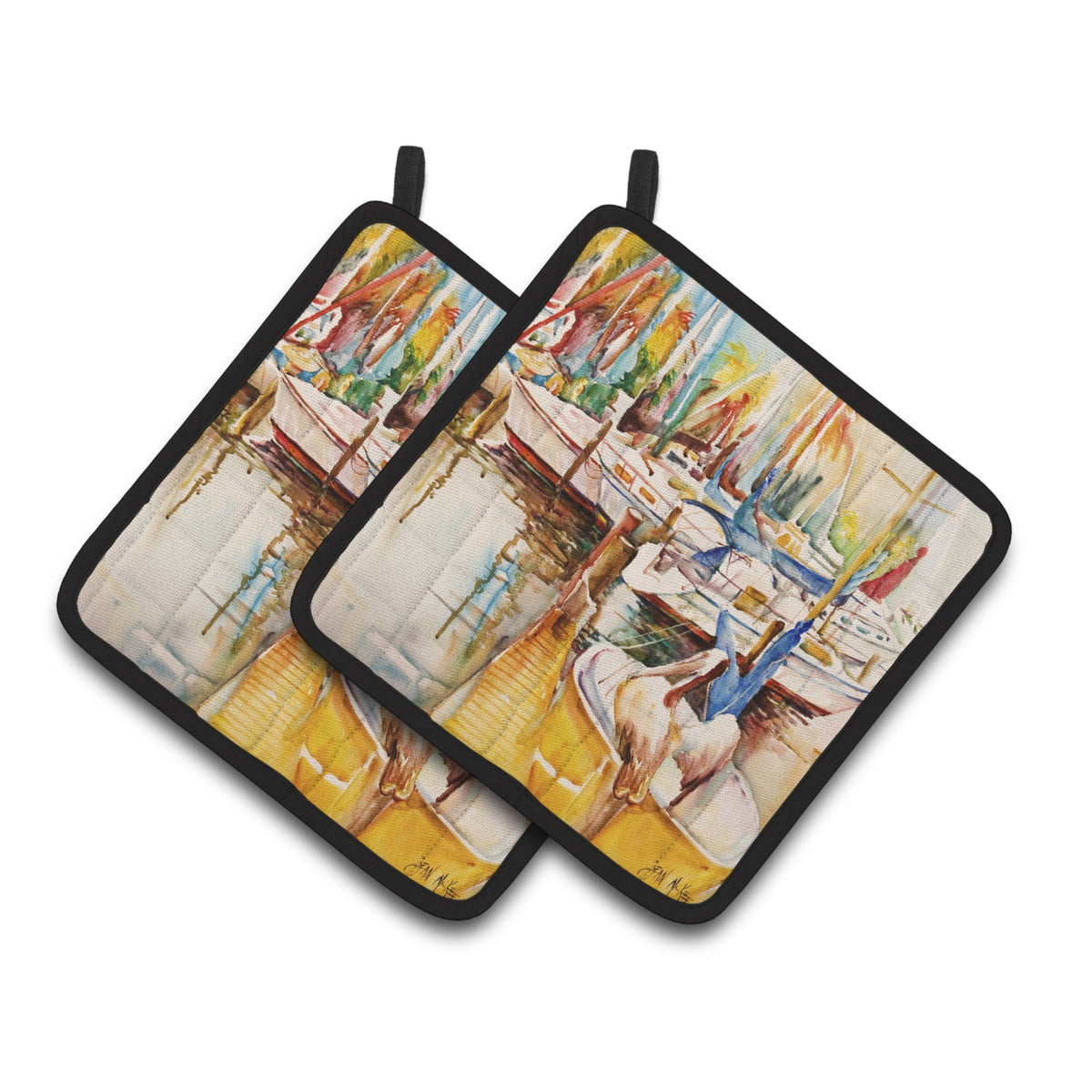 'Caroline'S Treasures Pelicans & Sailboats Pair Of Pot Holders Jmk1238Pthd, 7.5Hx7.5W, Multicolor''