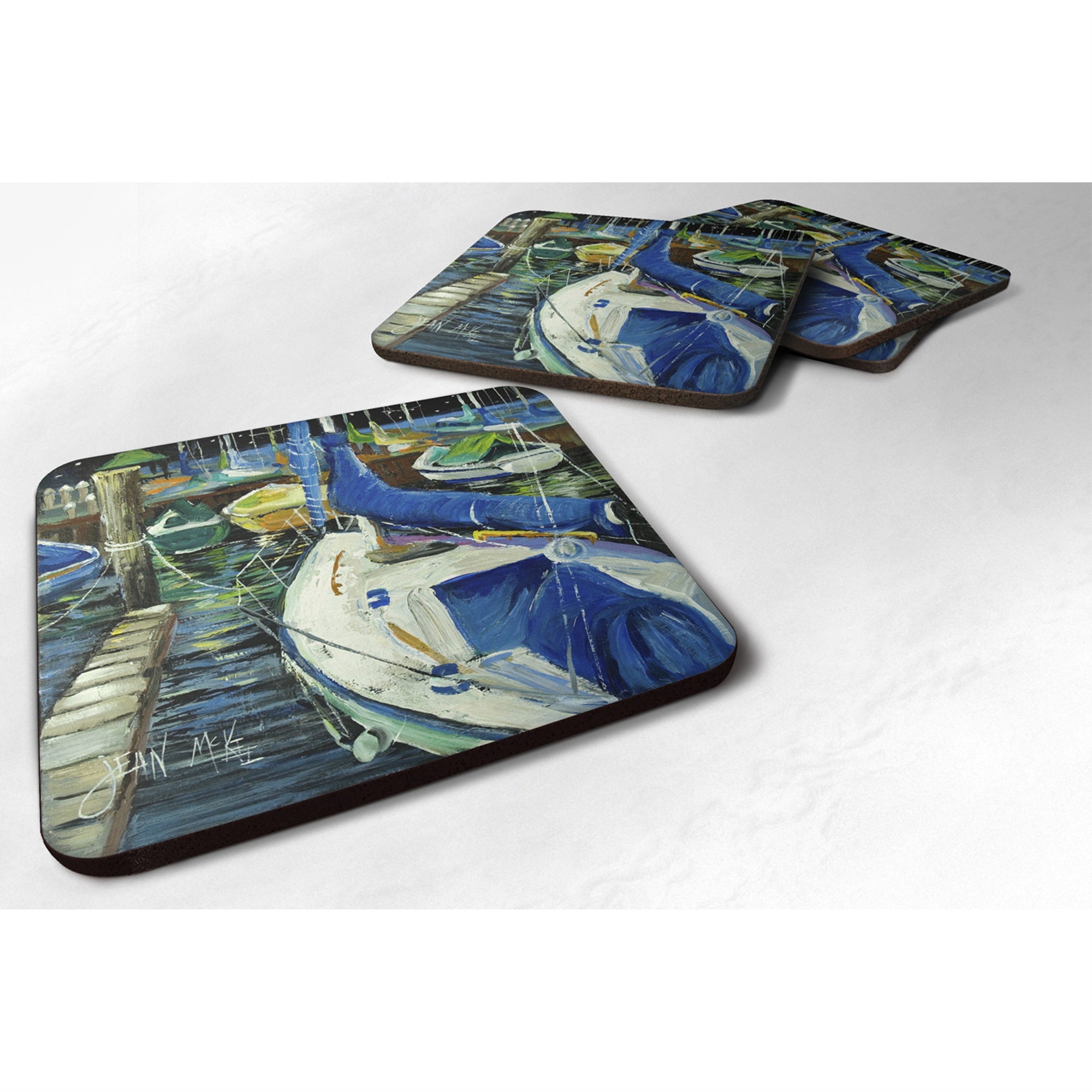 'Caroline'S Treasures Jmk1245Fc Sailboats Foam Coaster (Set Of 4), 3.5'''' H X 3.5'''' W, Multicolor''