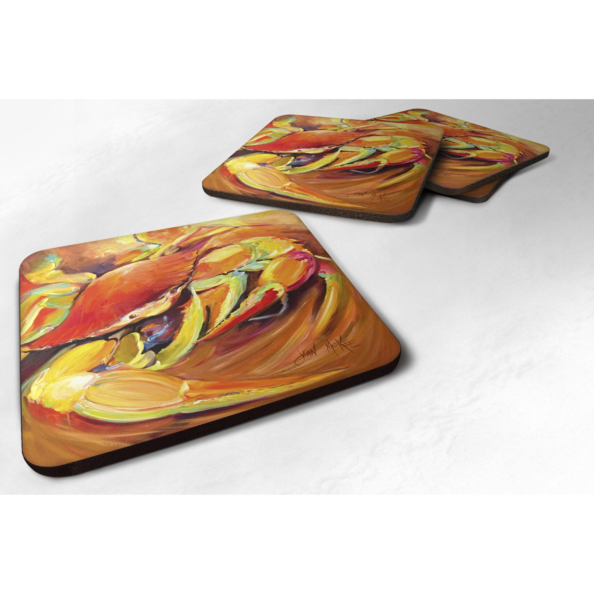 'Caroline'S Treasures Jmk1250Fc Crab Spice Foam Coaster (Set Of 4), 3.5'''' H X 3.5'''' W, Multicolor''