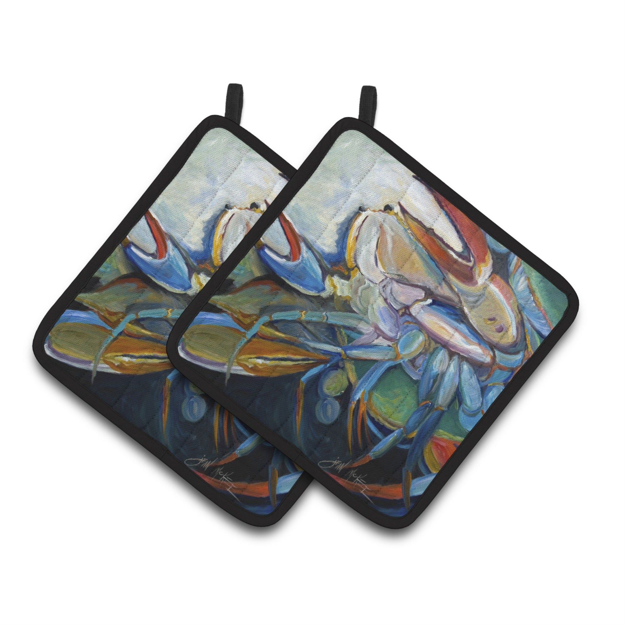 'Caroline'S Treasures Belly Crab Pair Of Pot Holders Jmk1253Pthd, 7.5Hx7.5W, Multicolor''