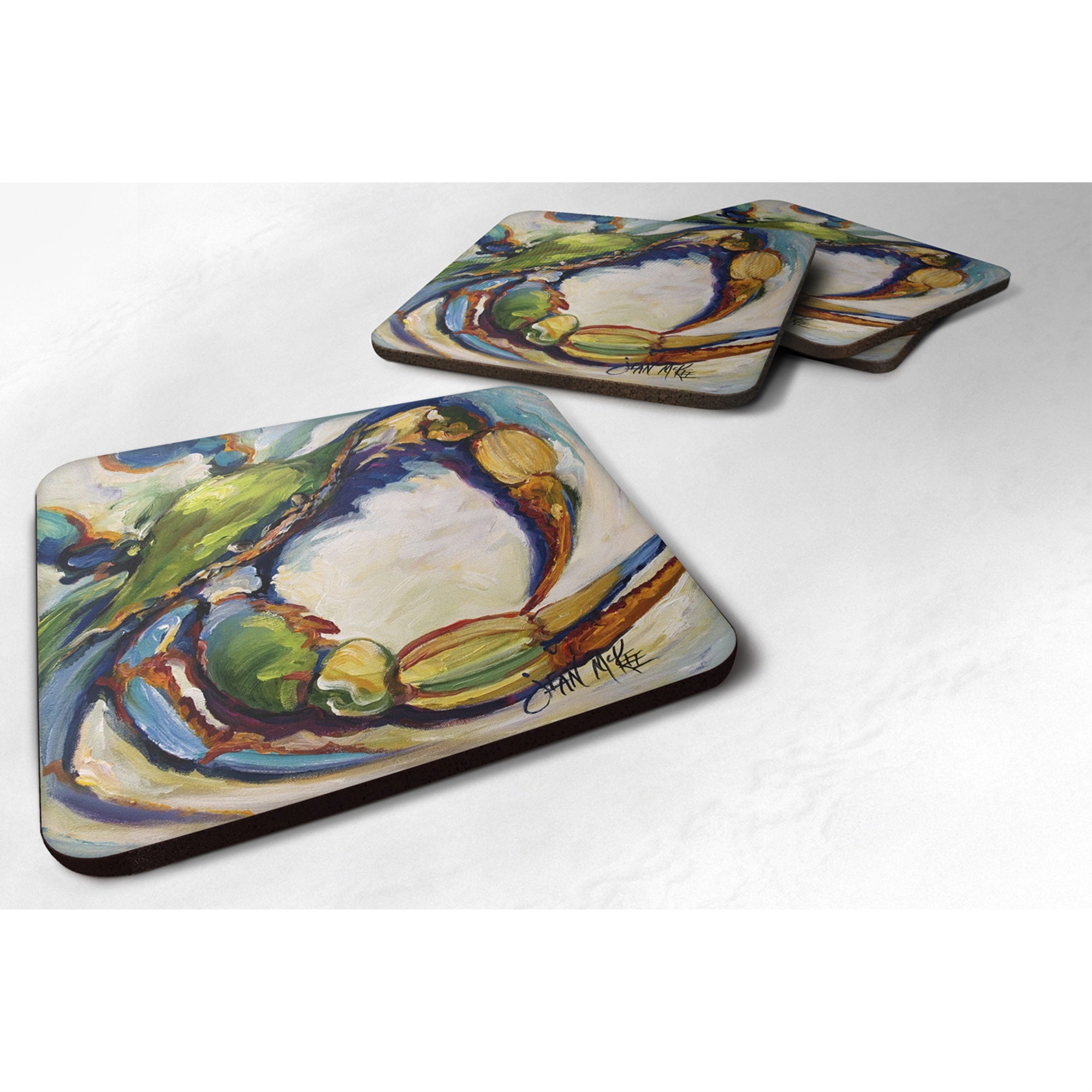 'Caroline'S Treasures Jmk1254Fc #21 Crab Foam Coaster (Set Of 4), 3.5'''' H X 3.5'''' W, Multicolor''