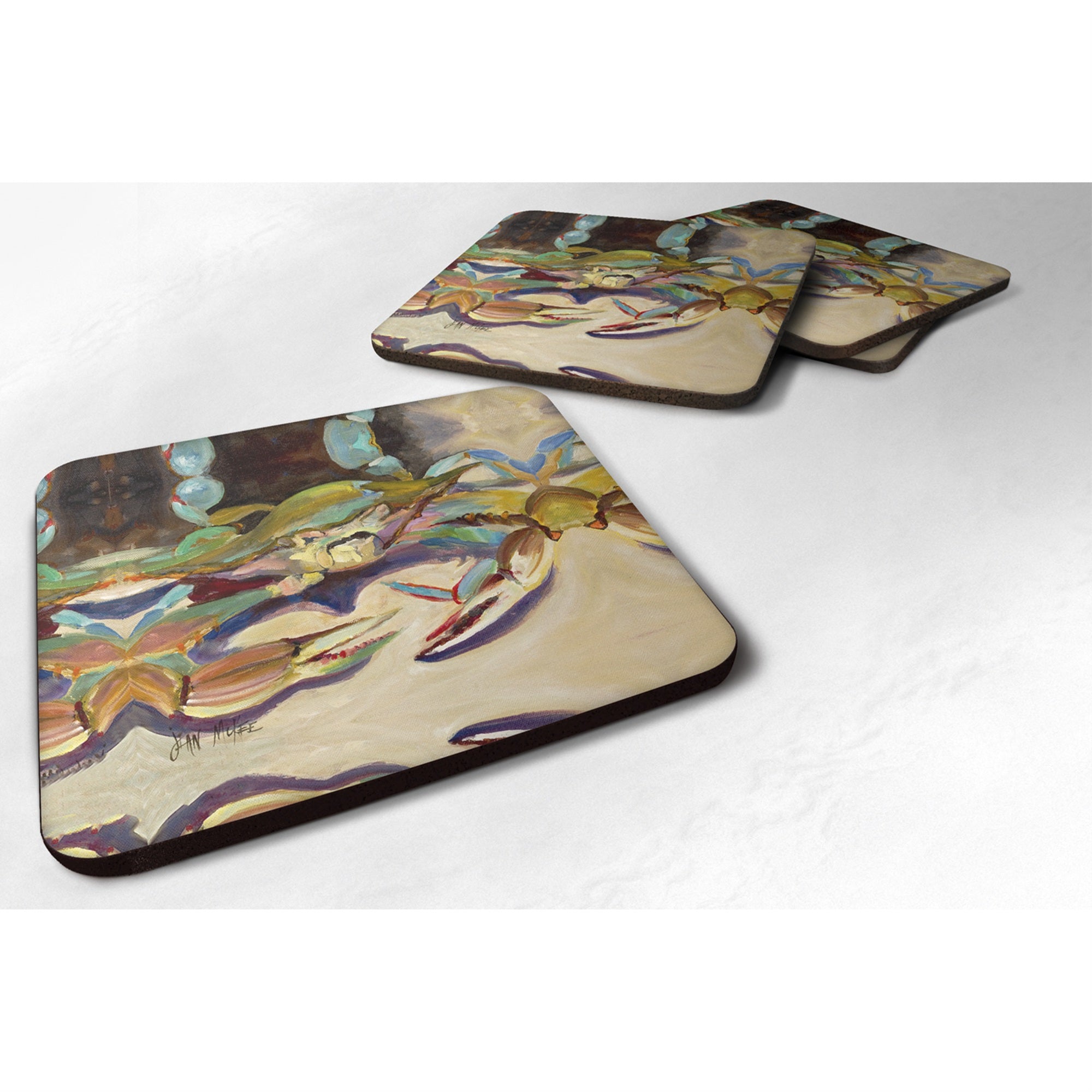 'Caroline'S Treasures Jmk1259Fc Crab Tailfin Crab Foam Coaster (Set Of 4), 3.5'''' H X 3.5'''' W, Multicolor''