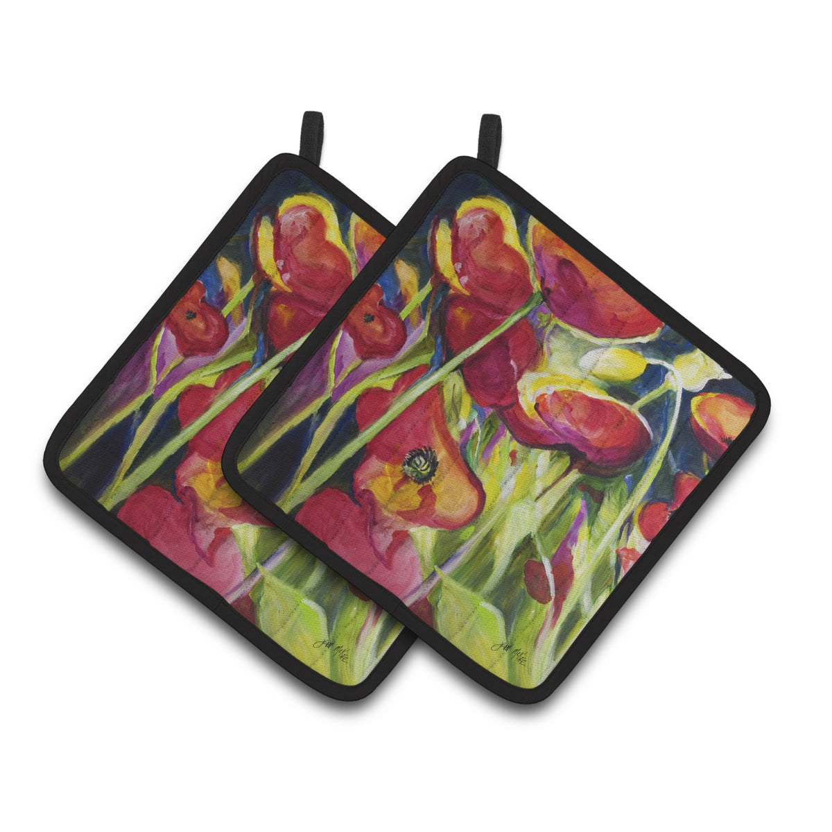 'Caroline'S Treasures Poppies Pair Of Pot Holders Jmk1269Pthd, 7.5Hx7.5W, Multicolor''