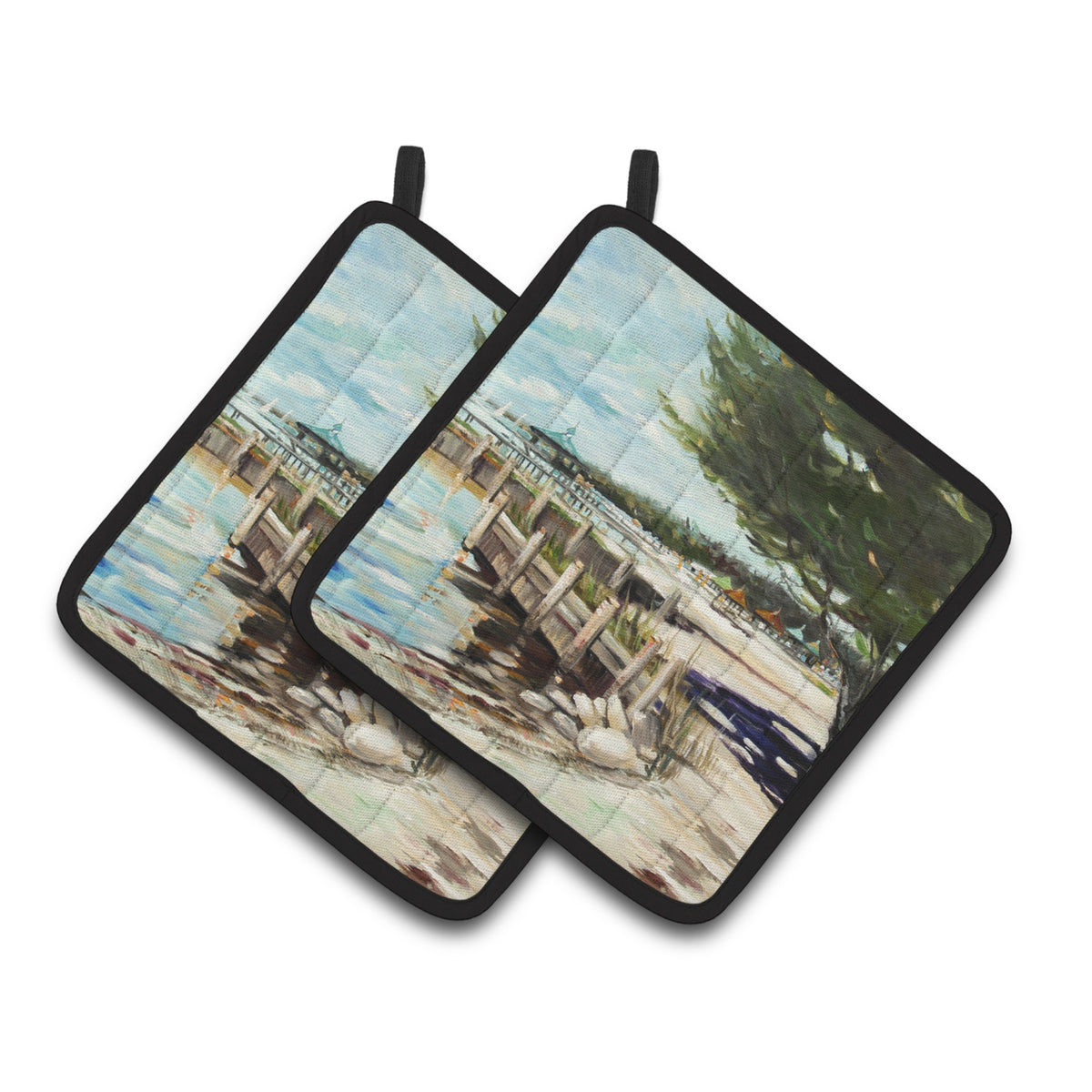 'Caroline'S Treasures At The Pier Sailboats Pair Of Pot Holders Jmk1273Pthd, 7.5Hx7.5W, Multicolor''
