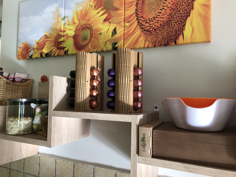 Krea-Wood coffee capsule holderNespresso compatibleOak woodnature
