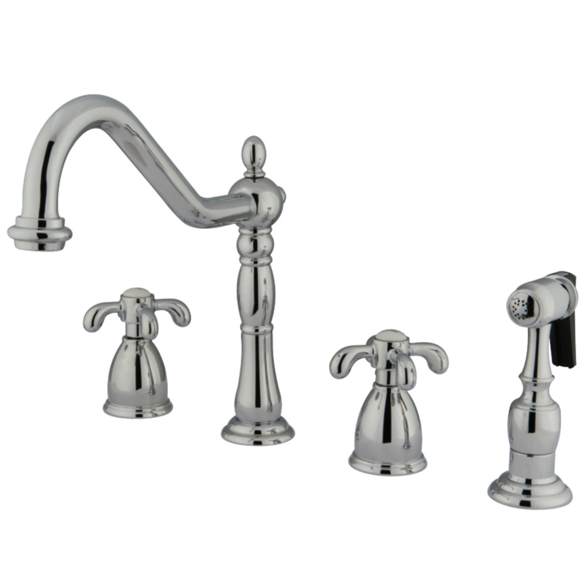 Kingston Brass Kb1791Txbs Widespread Kitchen Faucet, Polished Chrome