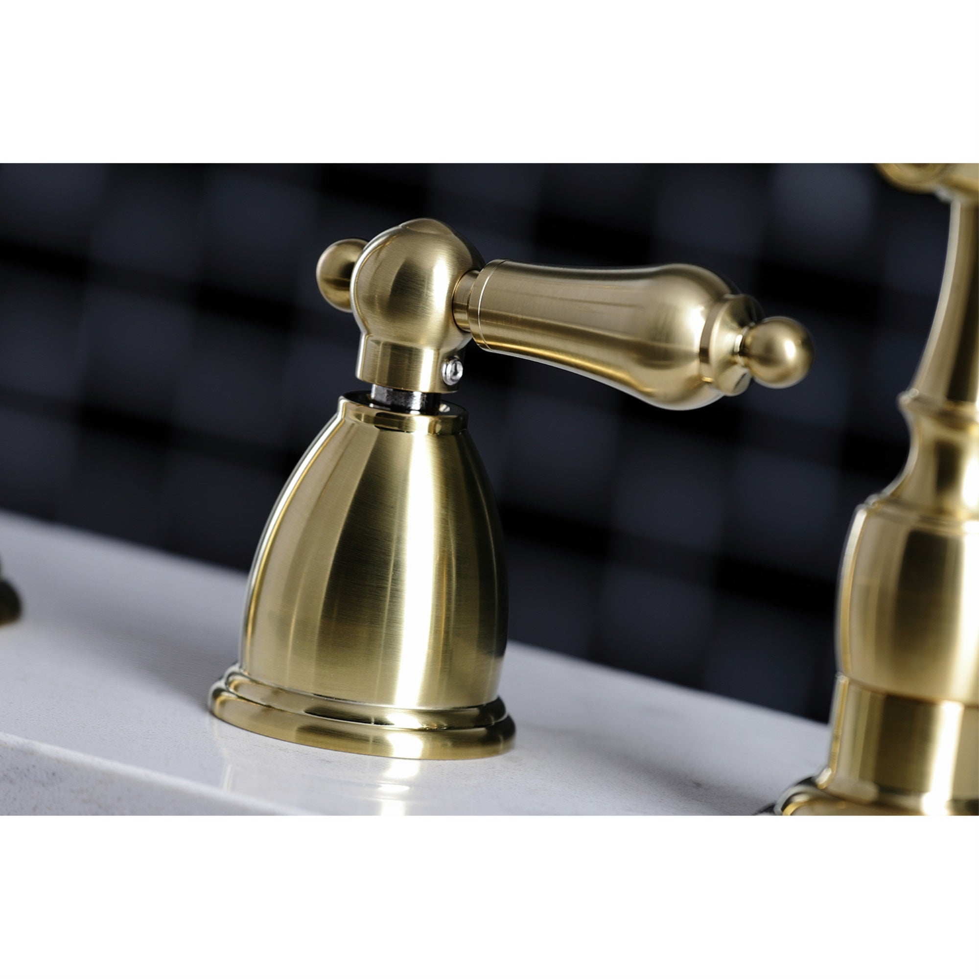 Kingston Brass Kb1797Albs 8-Inch Widespread Kitchen Faucet With Brass Sprayer, Brushed Brass