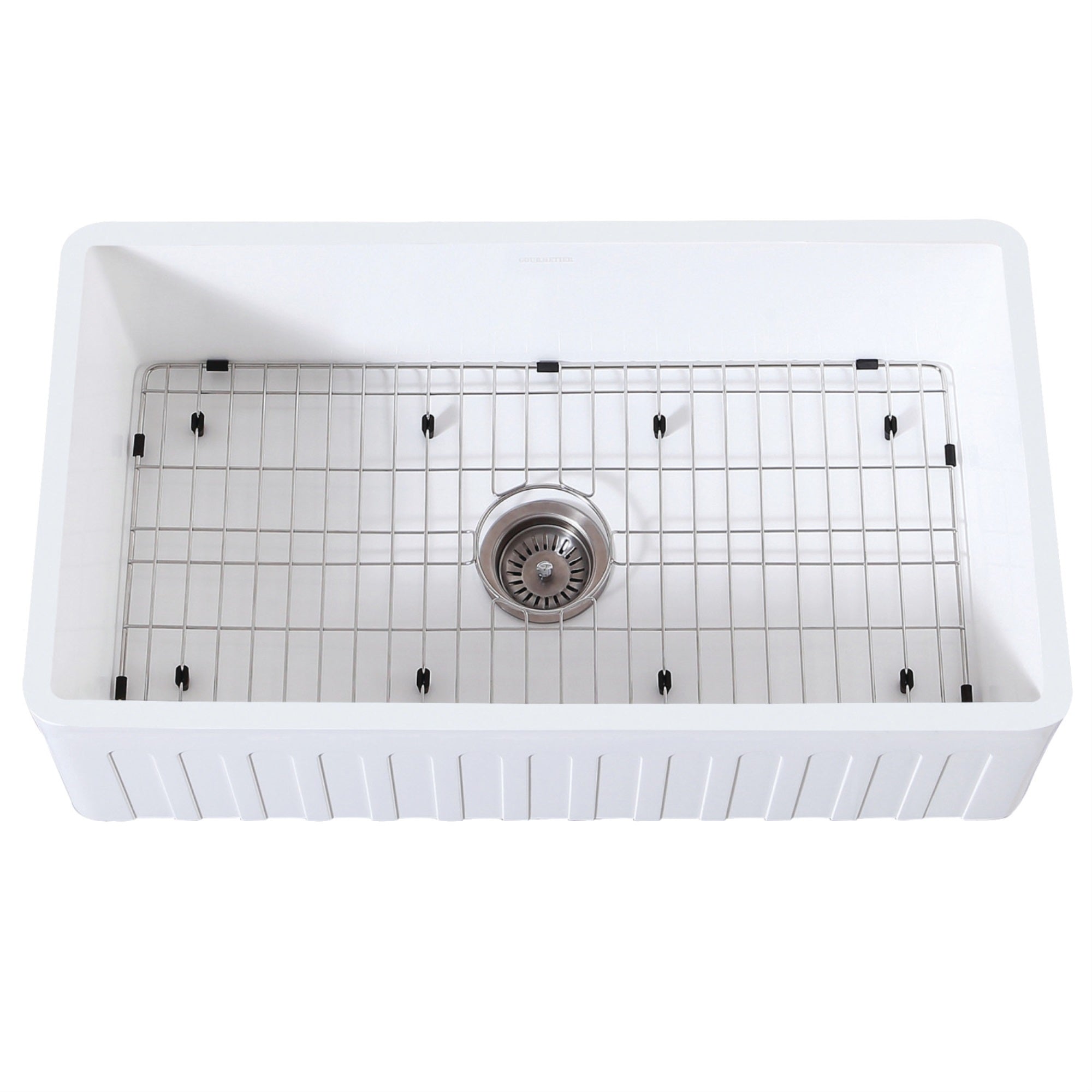 Gourmetier Kgkfa361810Cd 36'' X 18'' Sgl Bowl Farmhouse Kitchen Sink, Drain & Rack