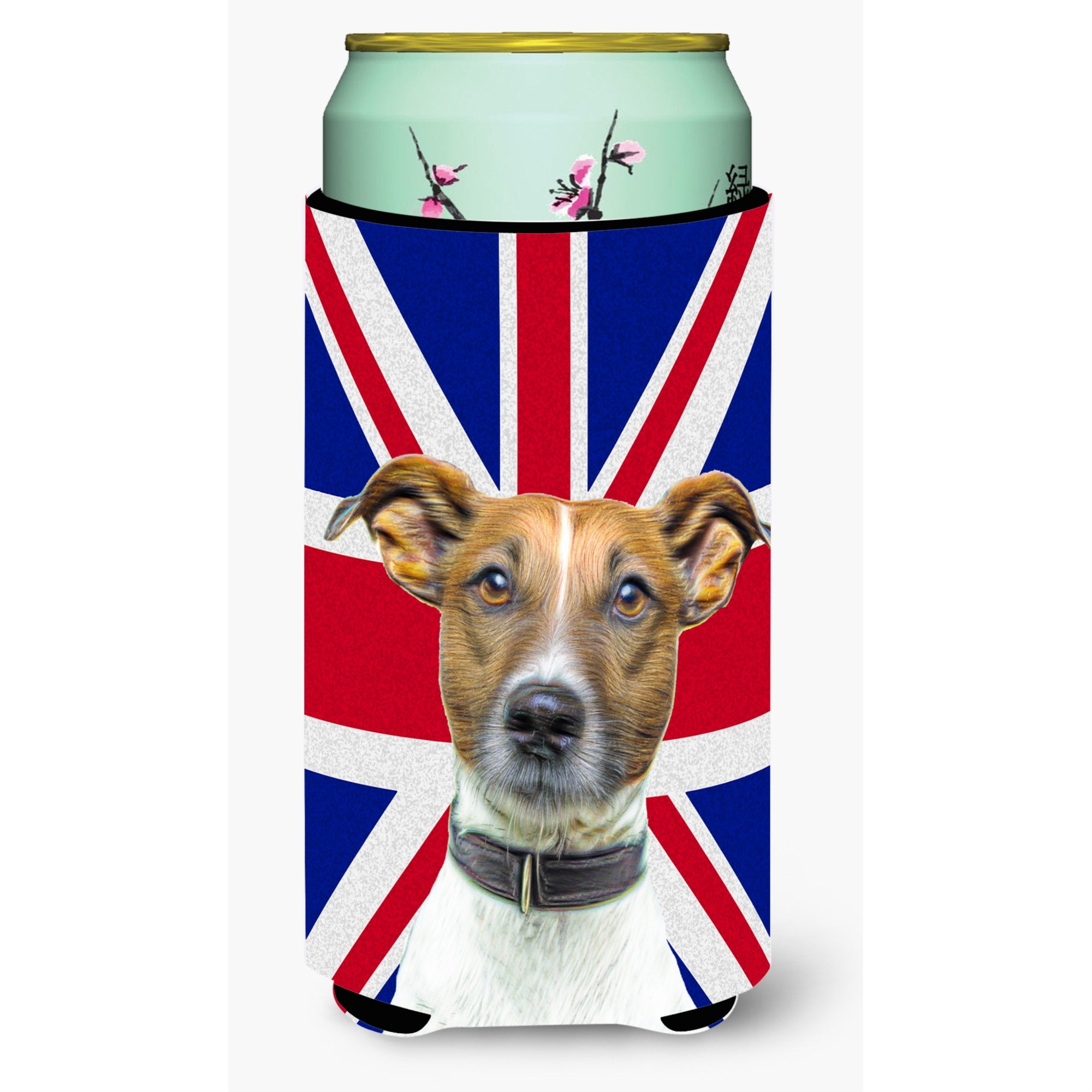 Jack Russell Terrier With English Union Jack British Flag Tall Boy Beverage Insulator Hugger Kj1162Tbc