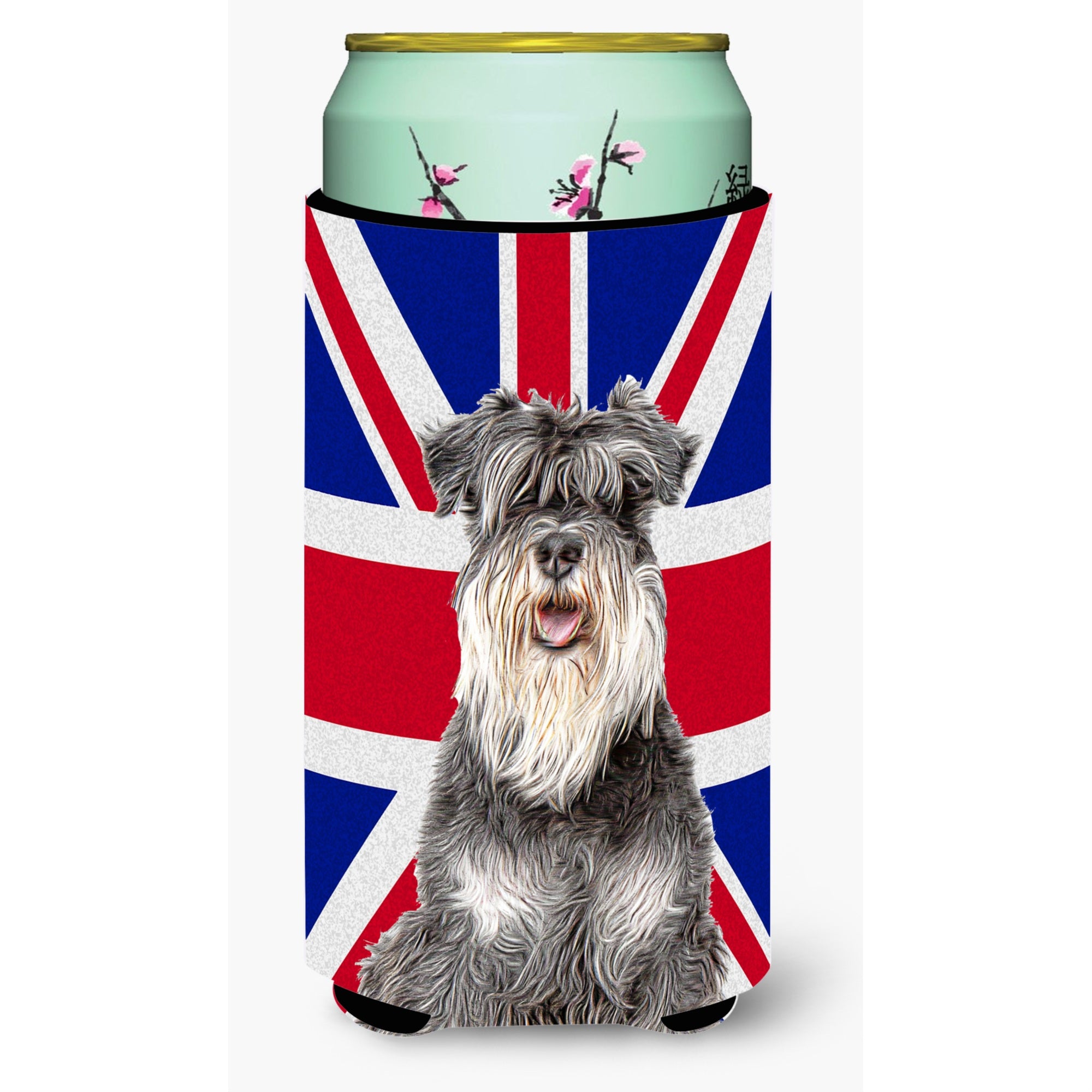 Schnauzer With English Union Jack British Flag Tall Boy Beverage Insulator Hugger Kj1164Tbc