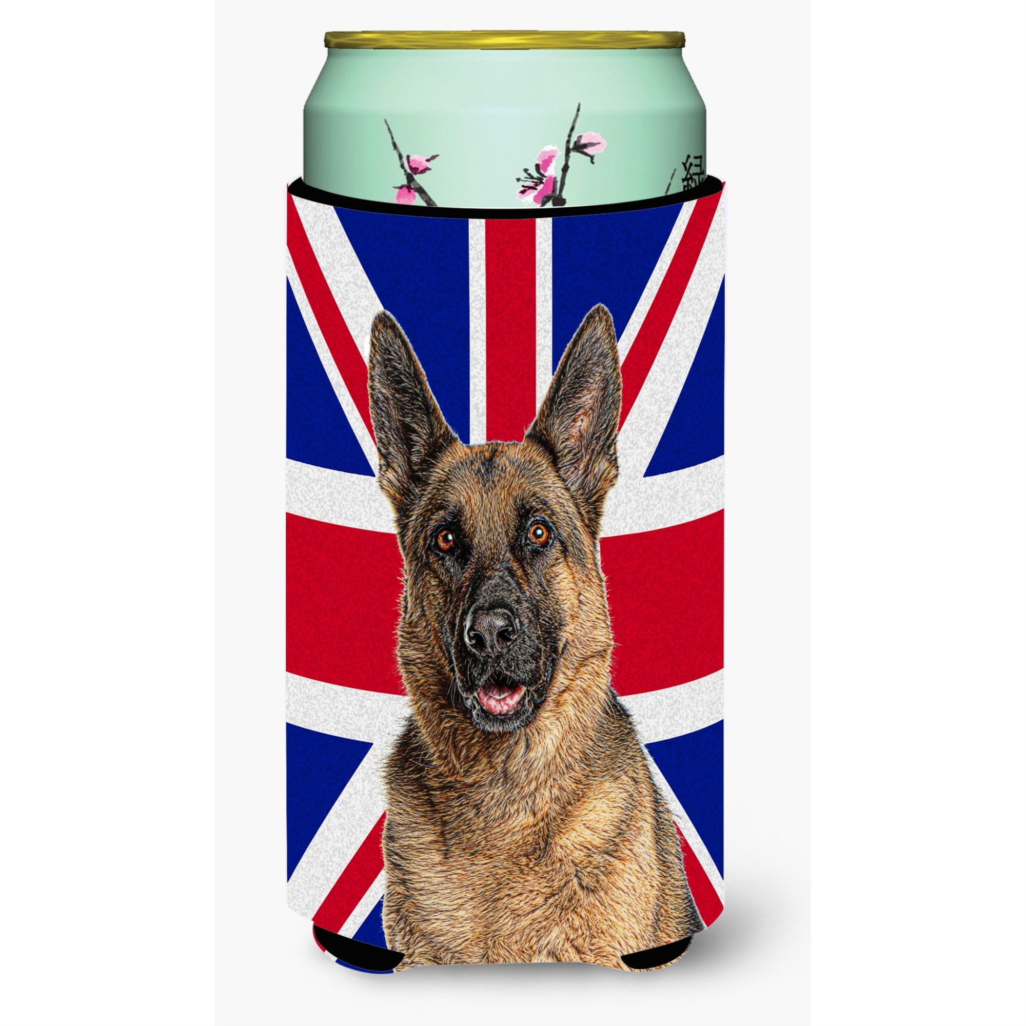 German Shepherd With English Union Jack British Flag Tall Boy Beverage Insulator Hugger Kj1166Tbc