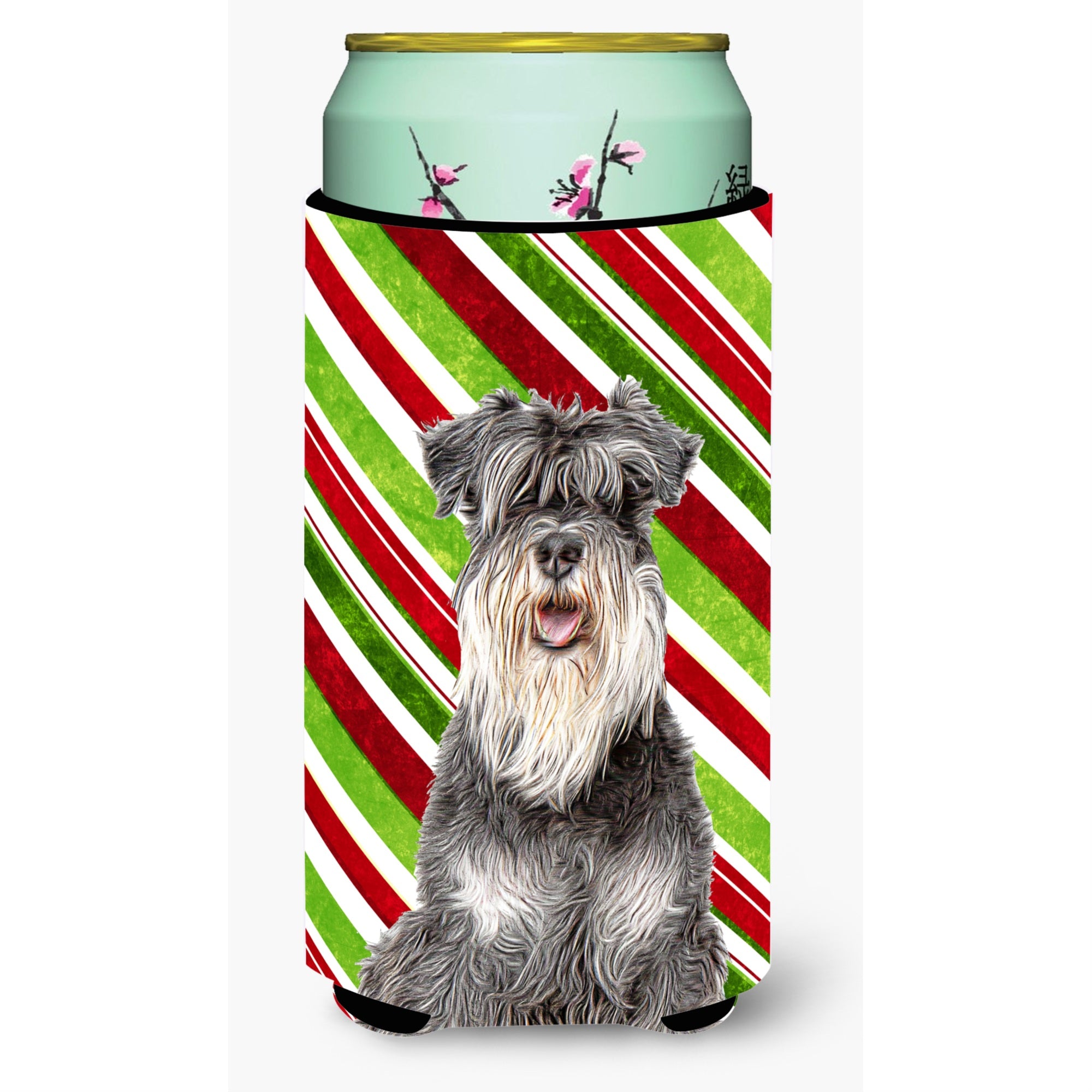 Candy Cane Holiday Christmas Schnauzer Tall Boy Beverage Insulator Hugger Kj1171Tbc
