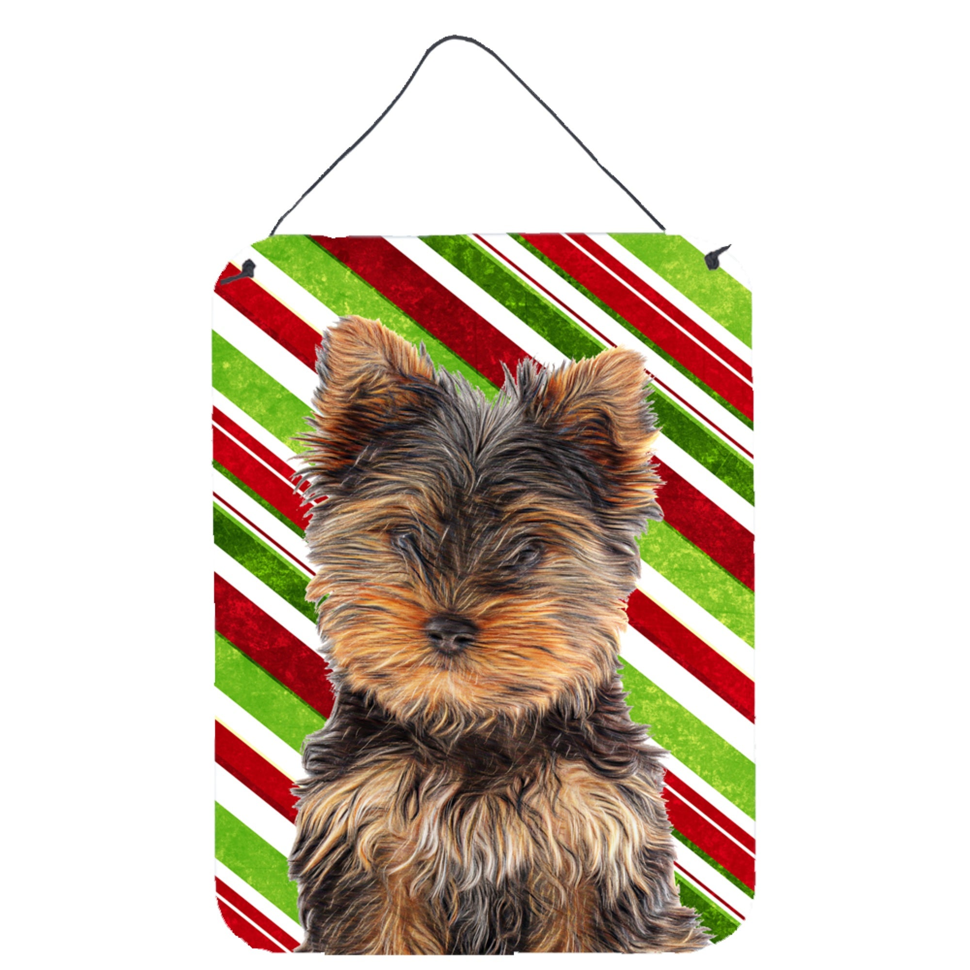 'Caroline'S Treasures Candy Cane Holiday Christmas Yorkie Puppy/Yorkshire Terrier Wall Or Door Hanging Prints, 16'''' X 12'''''