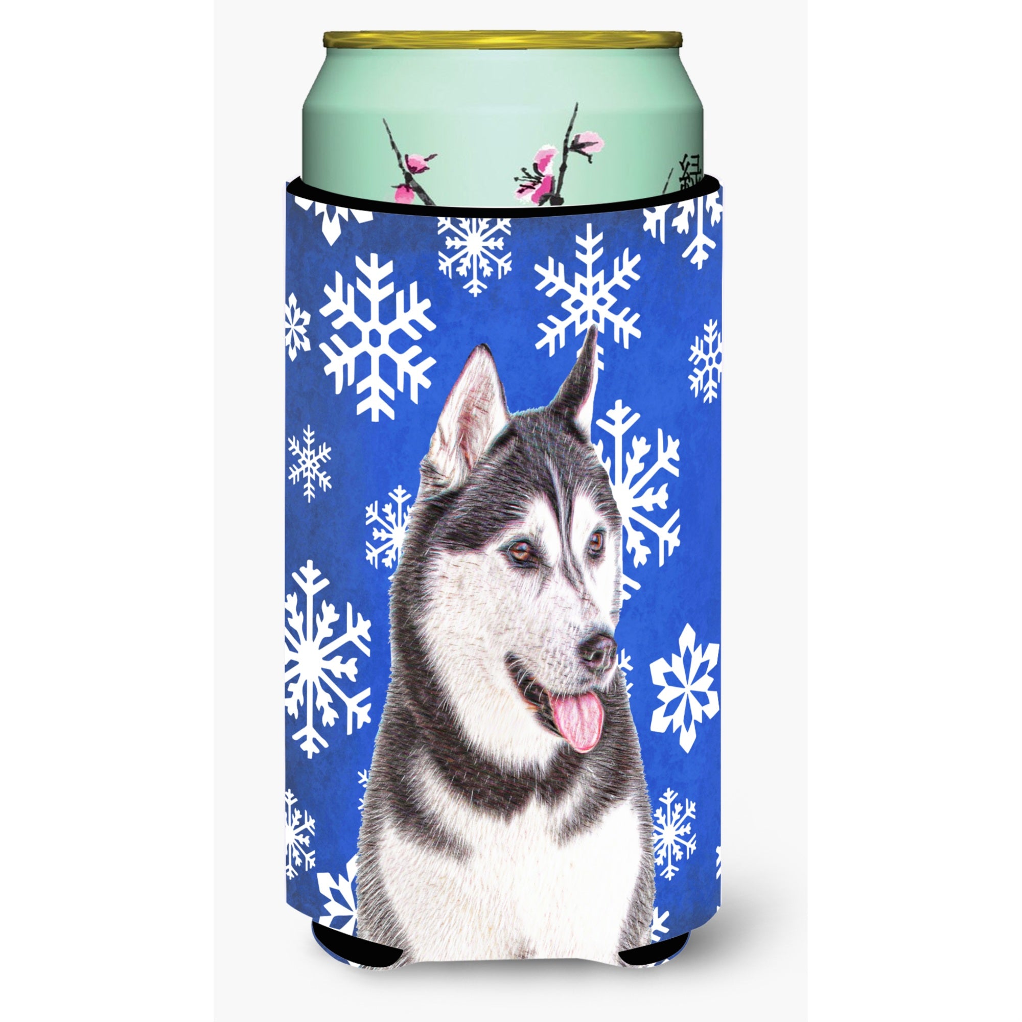 Winter Snowflakes Holiday Alaskan Malamute Tall Boy Beverage Insulator Hugger Kj1175Tbc